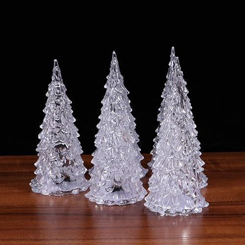 Miniatura 6 de NUOBESTY 8pcs Acrylic Clear Christmas Light Up Tree Tabletop LED Christmas Tree Glitter Tree Decor Night Light for Party Centerpiece Gifts