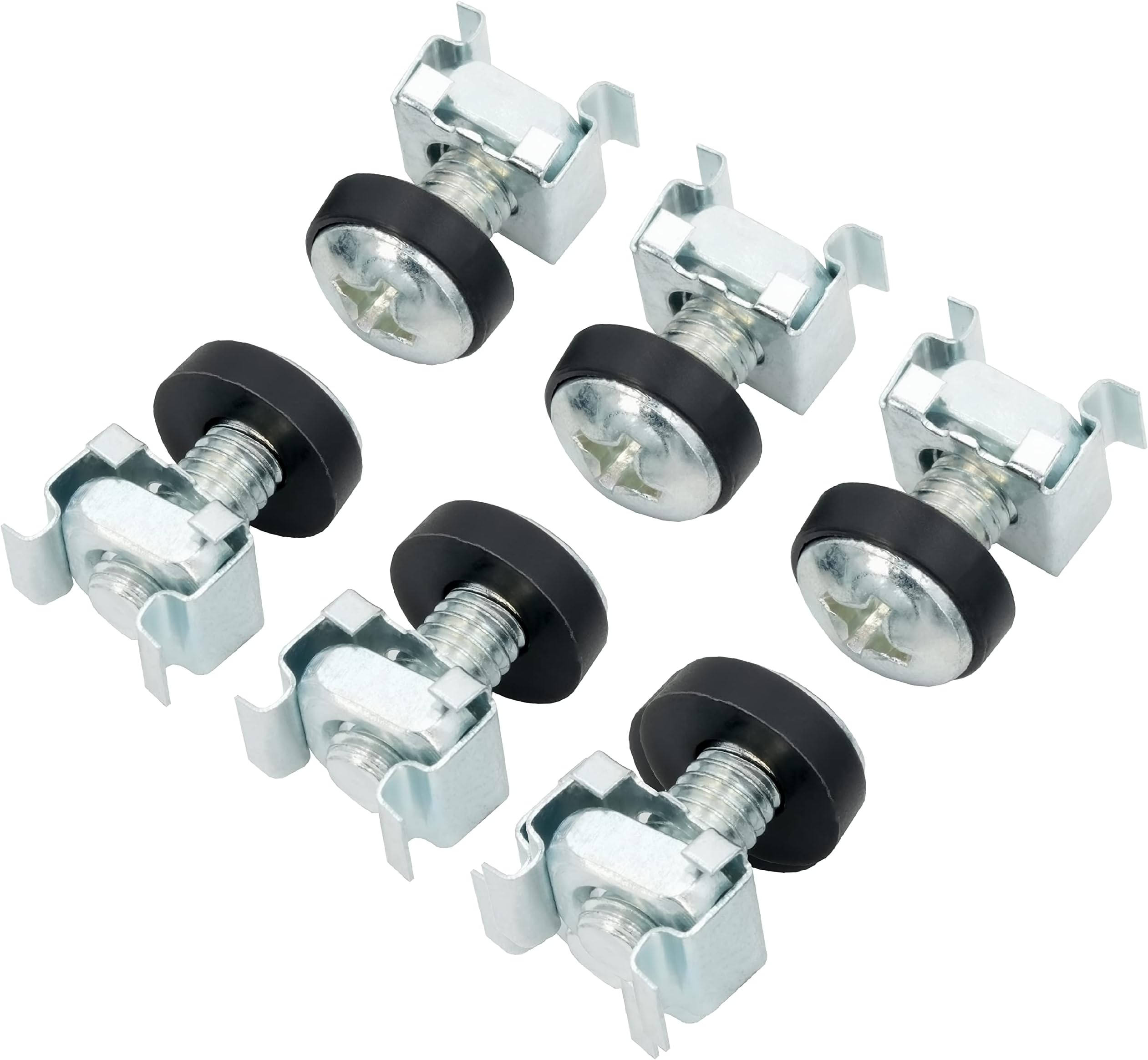 BIGtec cage nut mounting screws, cage nut set, M6 mounting kit for 10 inch and 19 inch cabinets, network, screws, rack, cage, nuts 20´er Pack Käfigmuttern 20' er Pack