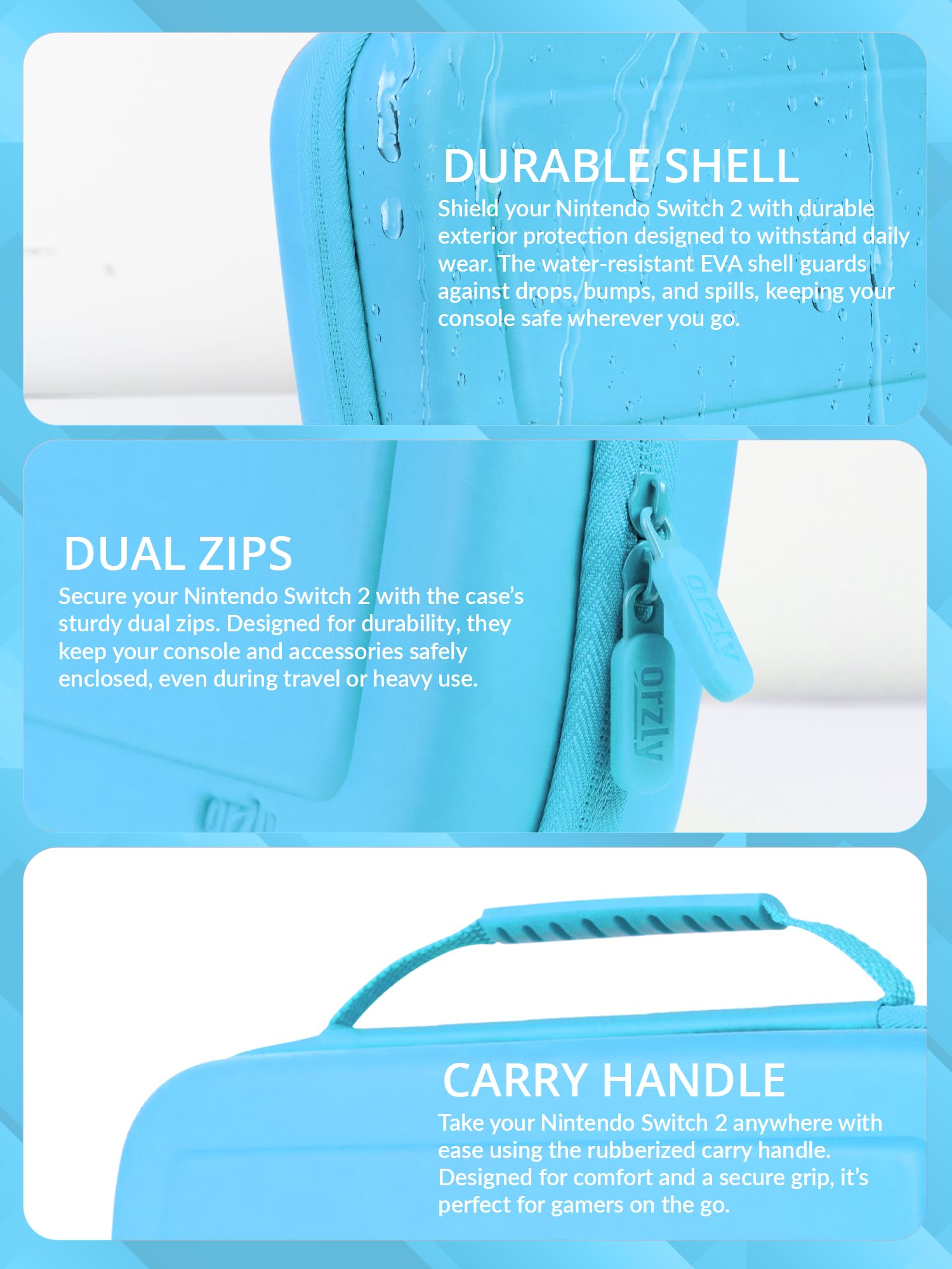 Orzly Custodia per Nintendo Switch 2, custodia protettiva da viaggio con pad per lo schermo, schede di gioco e slot MicroSD con tasche per gli accessori della console