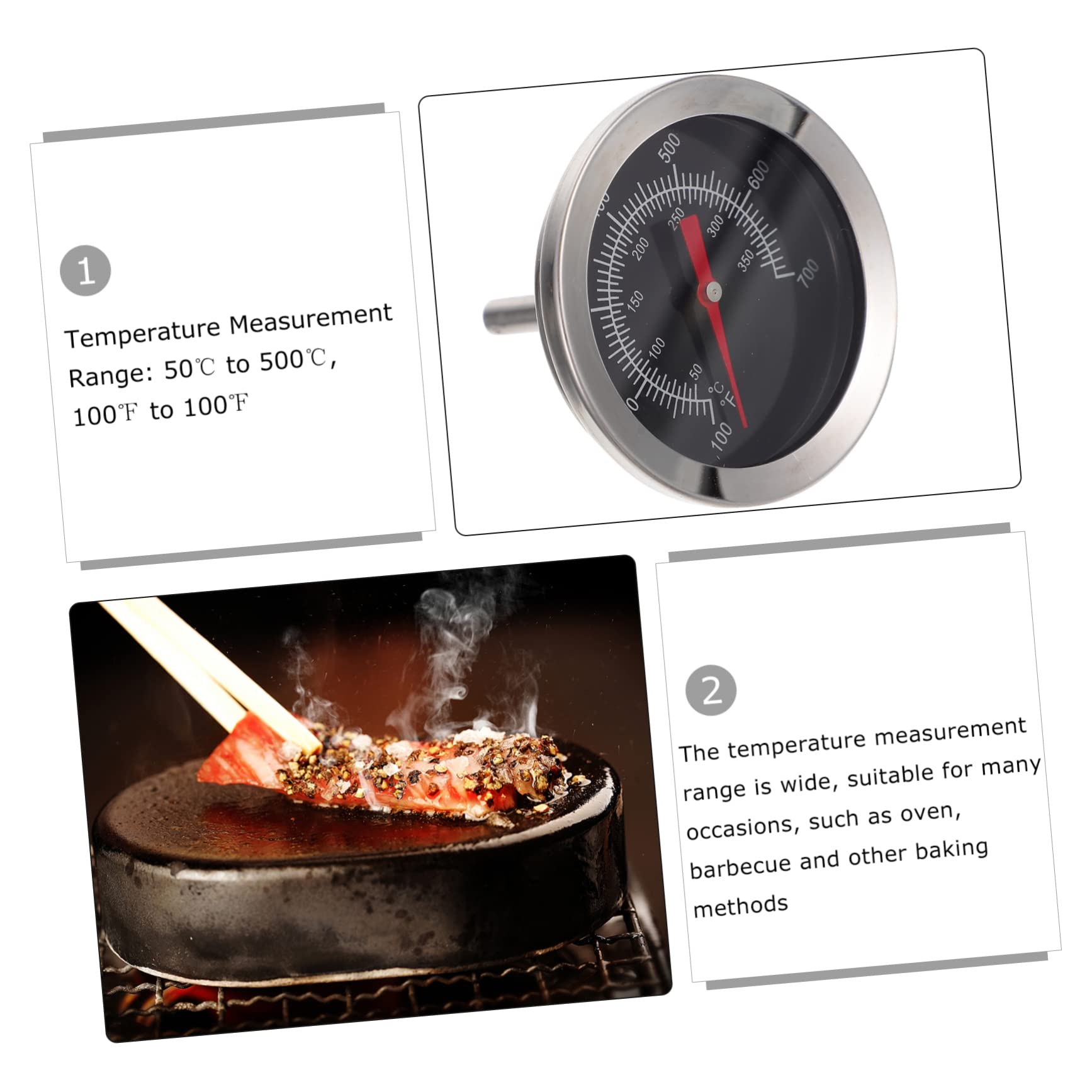 MAGICLULU 3 Piezas Termómetro De Parrilla Monitor De Temperatura Del Horno Termómetro Bimetálico Termómetro De Cocina Termómetro Para Hornear En El Hogar Barbacoa Termómetro De Barbacoa