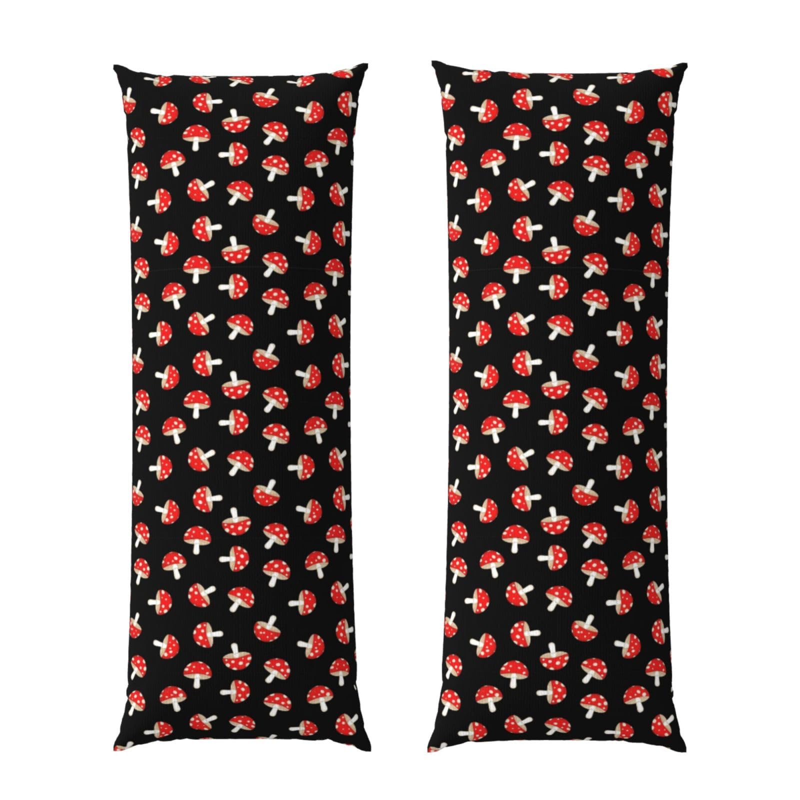 Body Pillow Case 20x60 Cute Cartoon Red Mushrooms, Zippered Cozy Pillow Cover, Soft Plush Cushion Protector, Machine Washable for Bed Sofa Couch