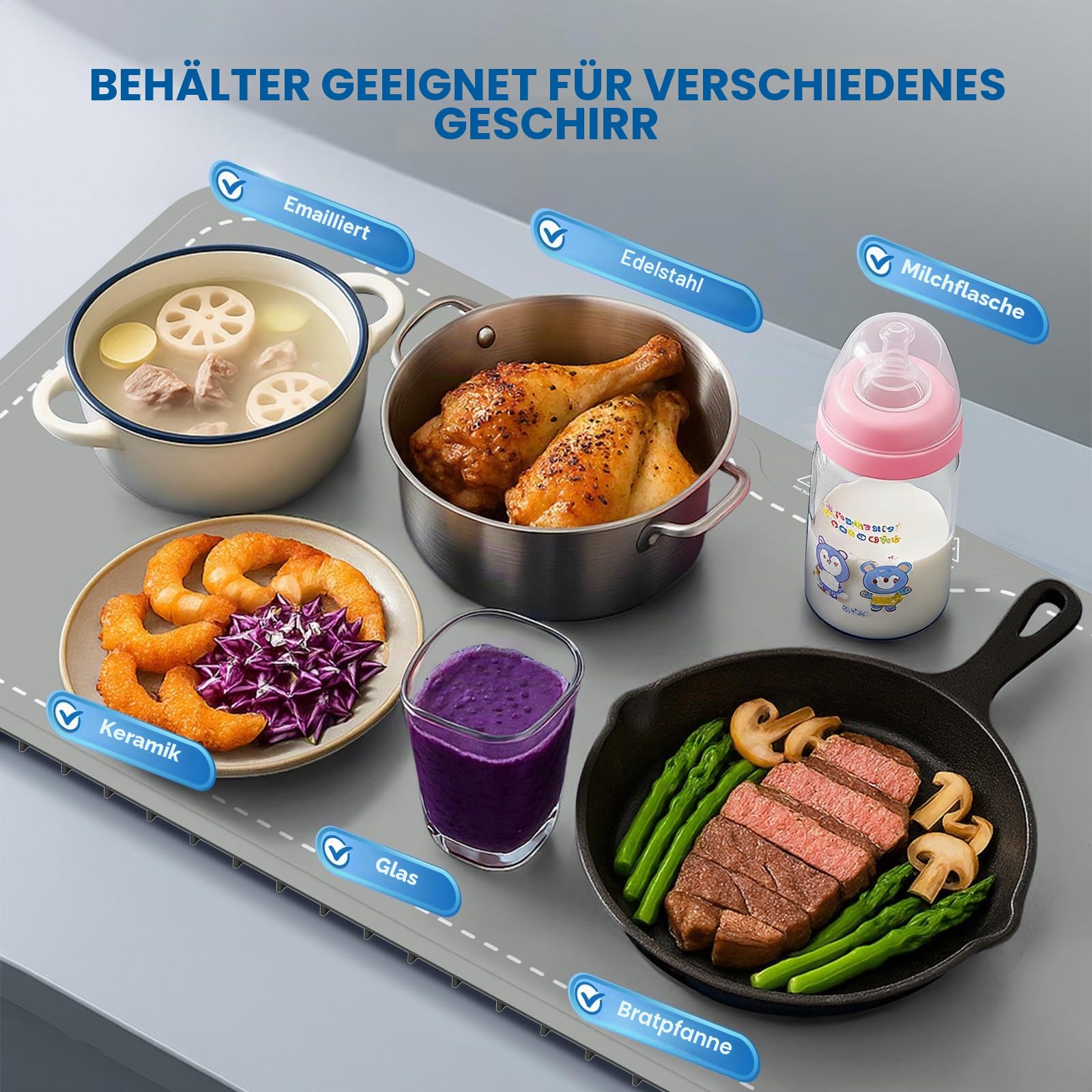 Elektrischer Speisenwärmer, tragbar, faltbar, aus Silikon, 40-100 °C, leicht zu reinigen, mit Nano-Material, für Buffet, Party, Auftauen