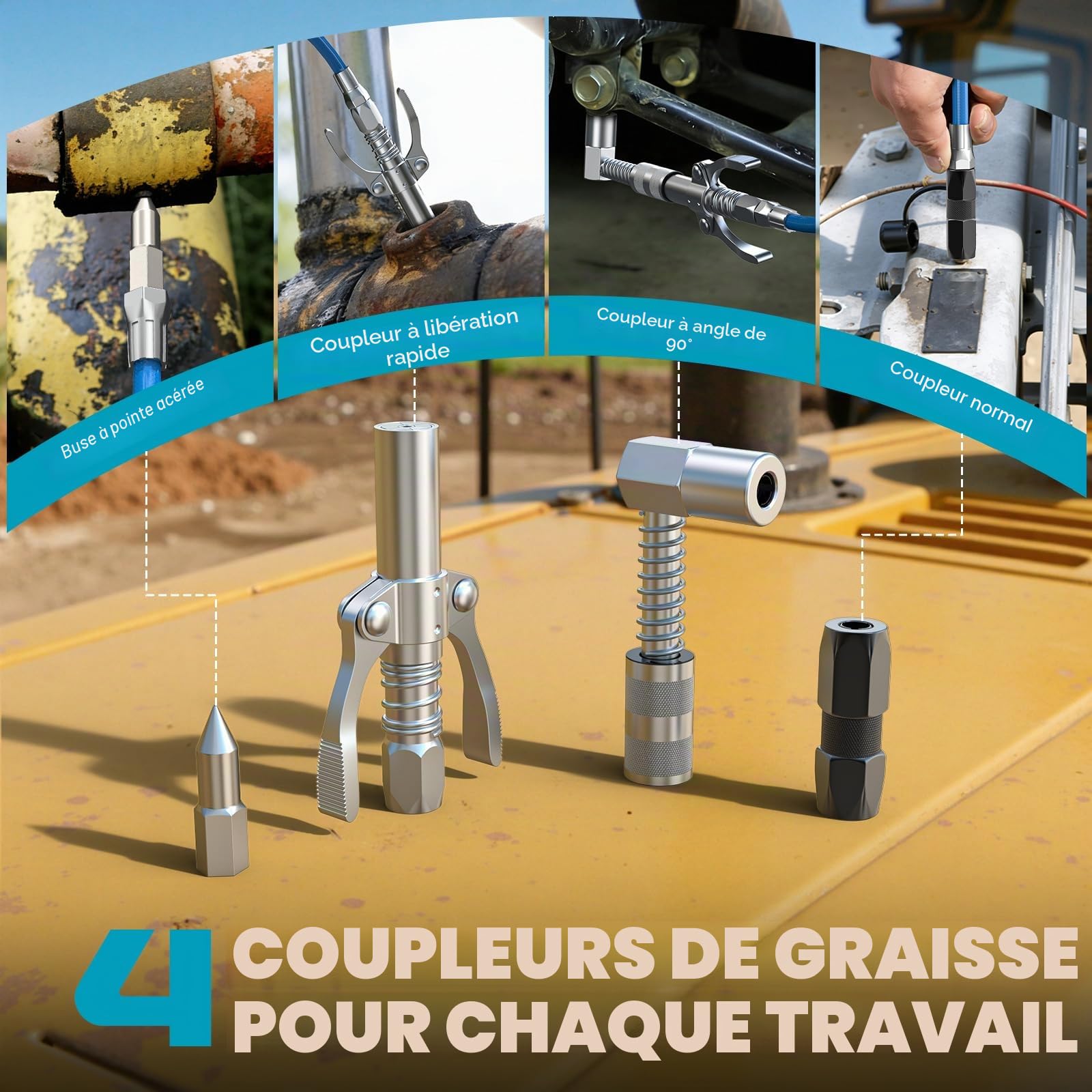 Ecarke Pistolet à Graisse sans Fil Compatible avec Ma-Kita 18V, Moteur Brushless, Pression Max 12000 PSI, 3 Vitesses 150/200/250 g/Min, Graissage pour Camions et Machines(Outils Uniquement)-Bleu
