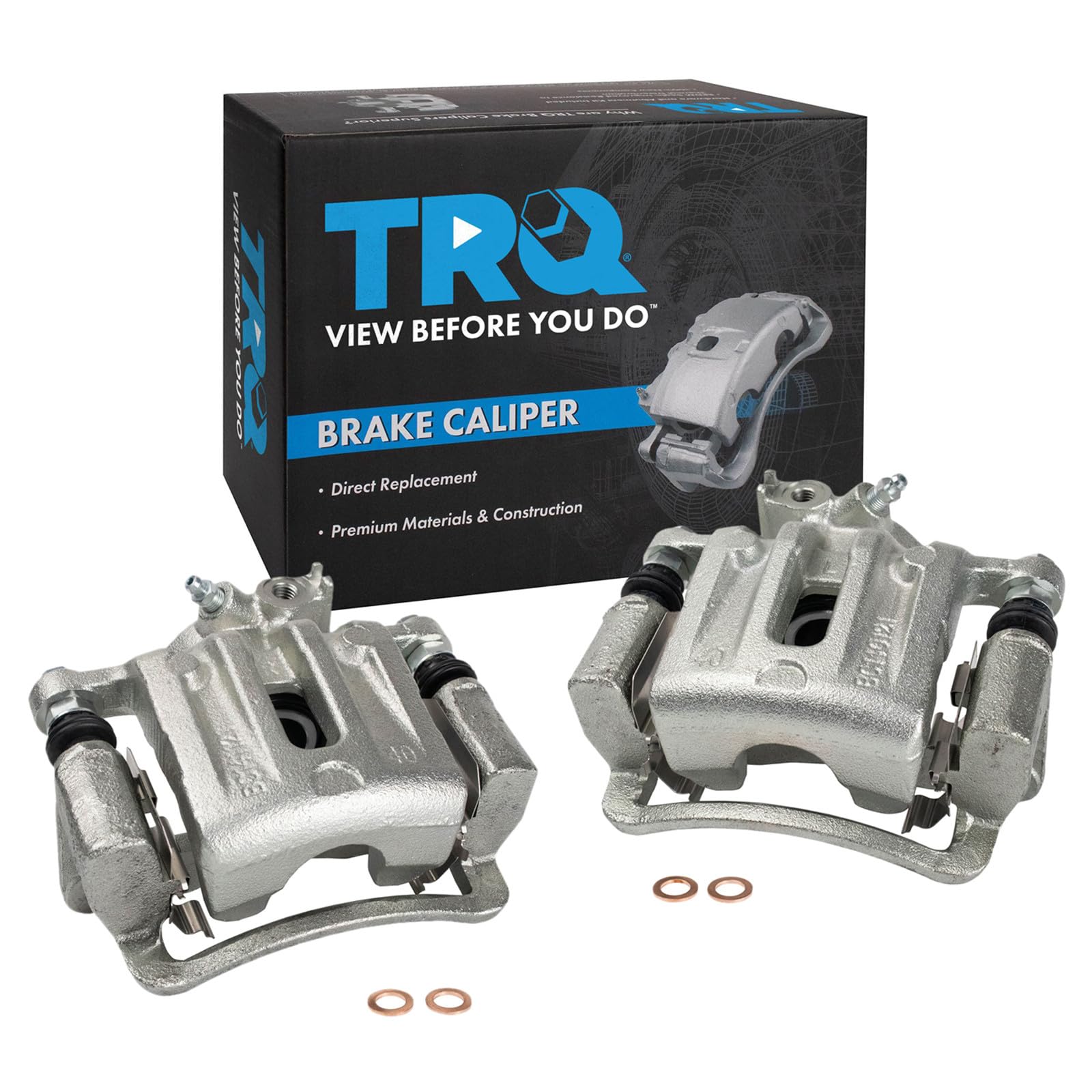 TRQ Rear Driver and Passenger Side Brake Caliper Set Caliper Brackets