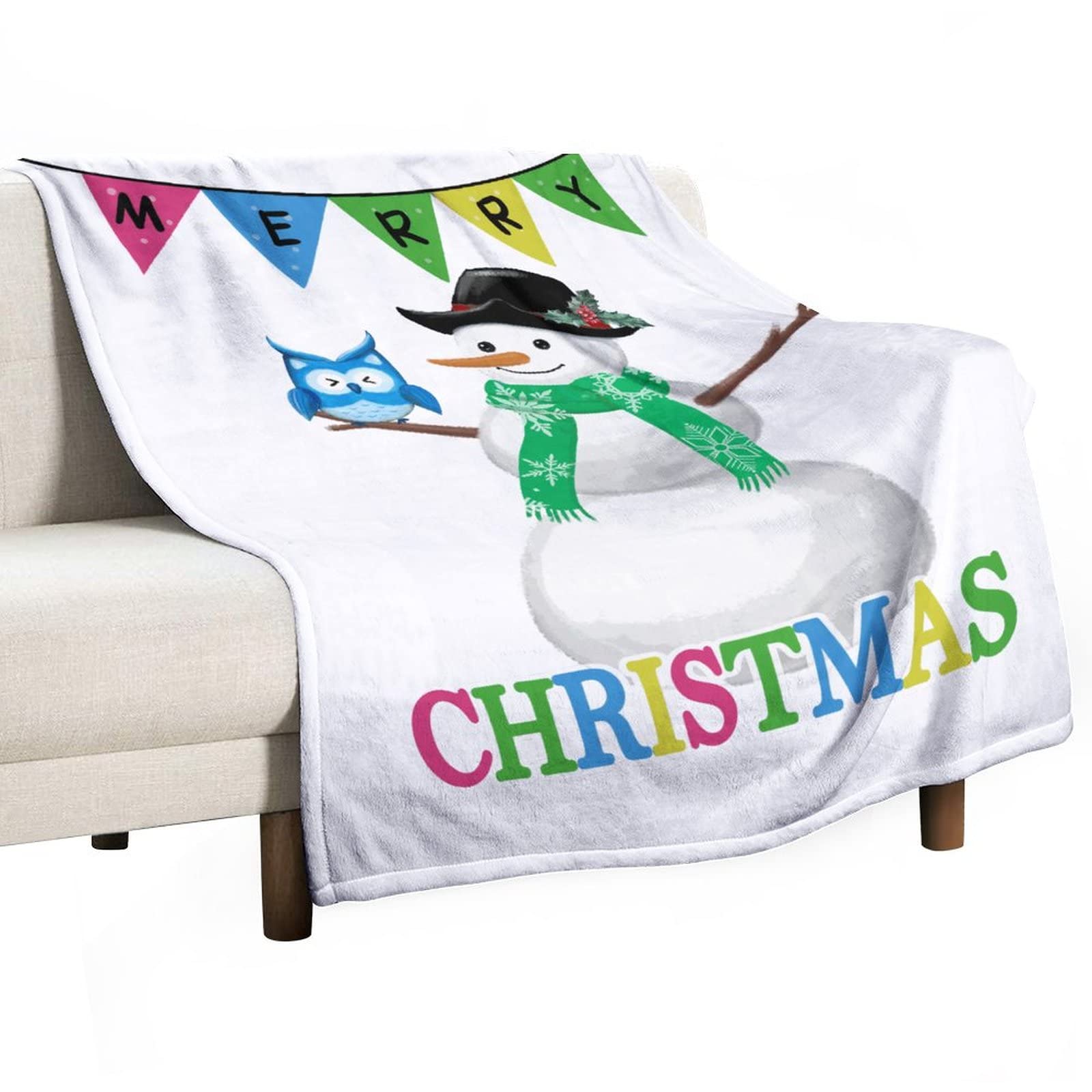 Couverture duveteuse bonhomme de neige contre le froid de l'hiver