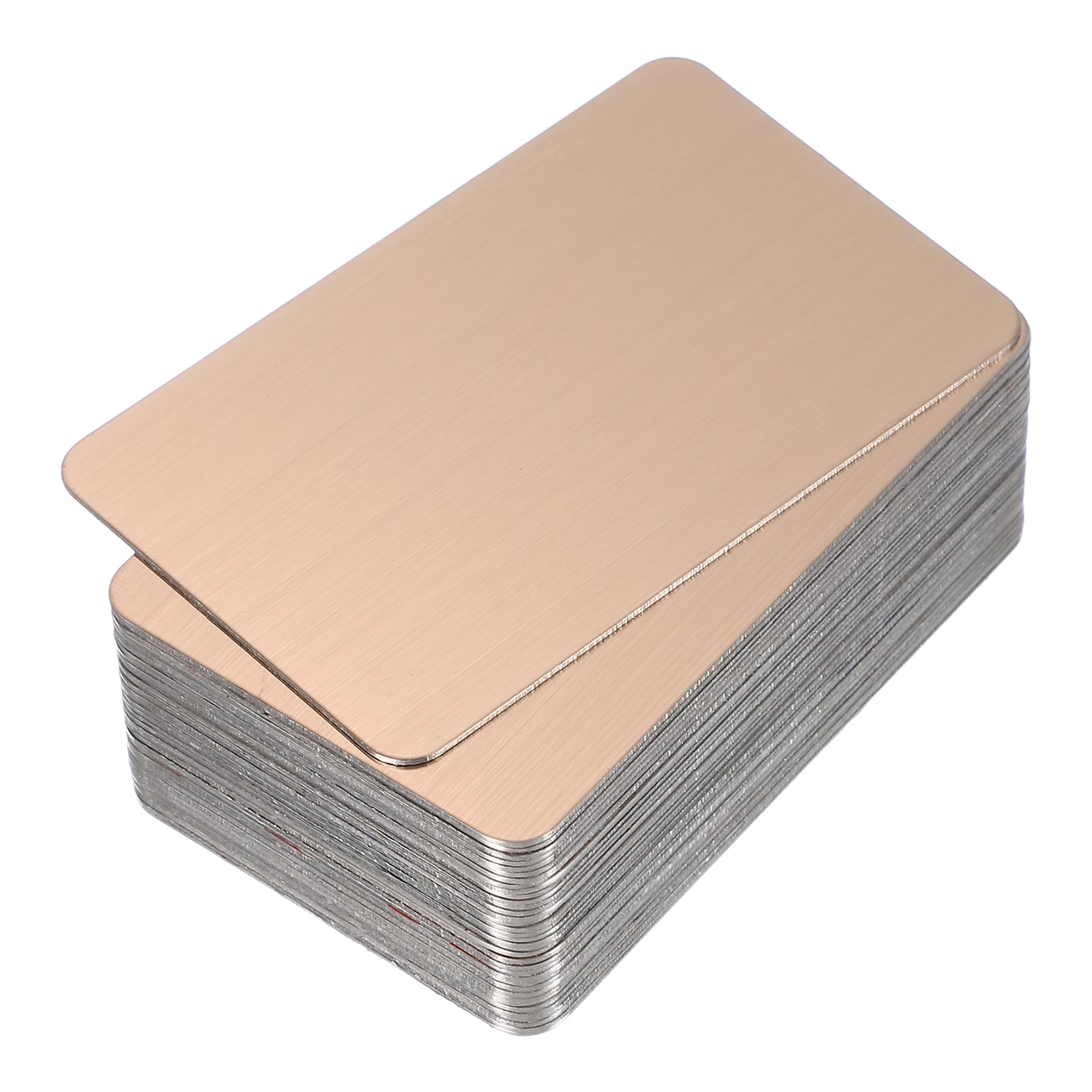 PATIKIL 0.3mm Stainless Steel Metal Business Cards, 50 Pack Brushed Blank Name Card Laser Engraving for DIY Gift Cards, Rose Gold