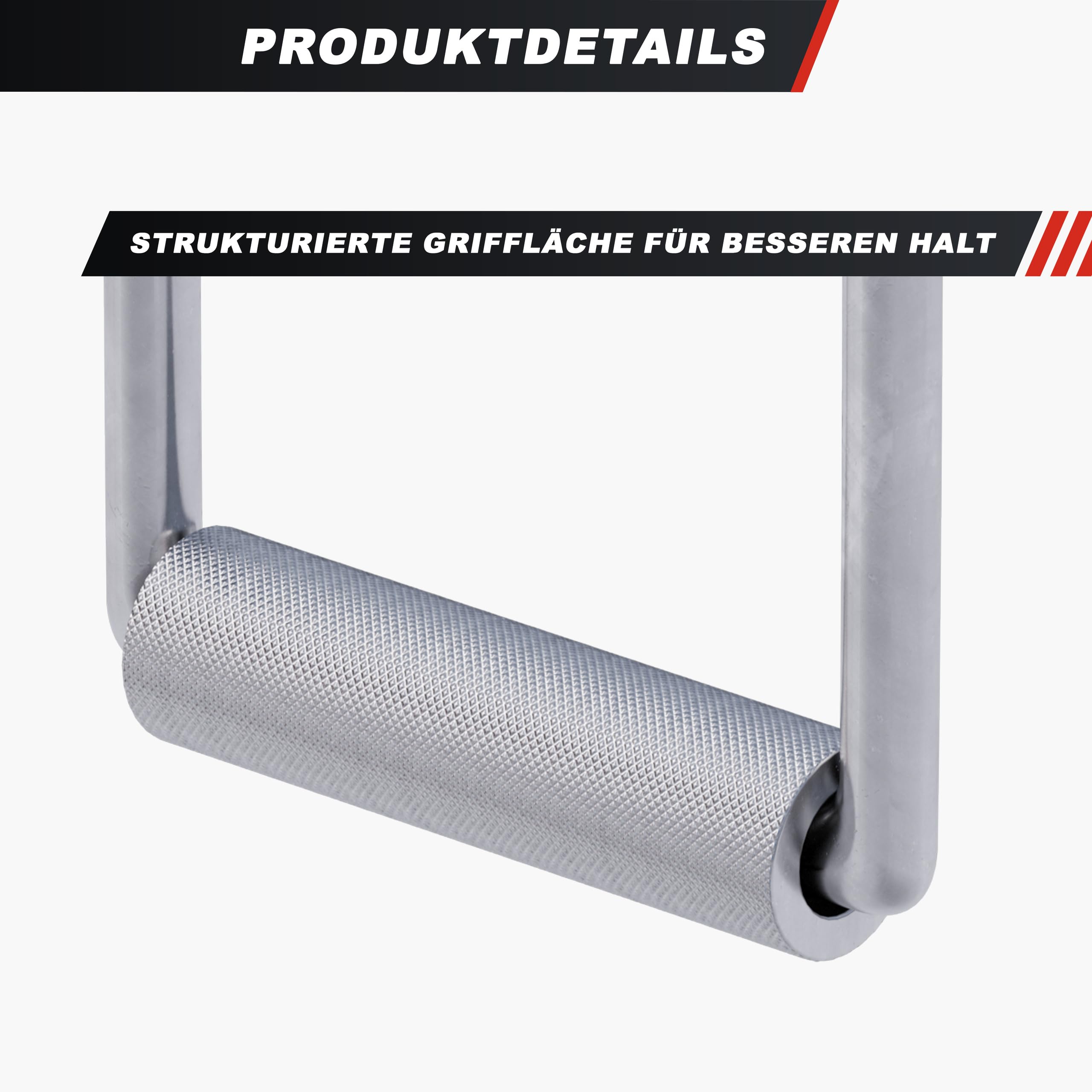 GORILLA SPORTS® Einhandgriff - mit Drehbarem Griff, bis 200kg Belastbar, geschlossen, gerändelt, aus Chrom - Einhandkabel, D-Griff, Kabelzuggriff, Trainingshilfen, Seilzug