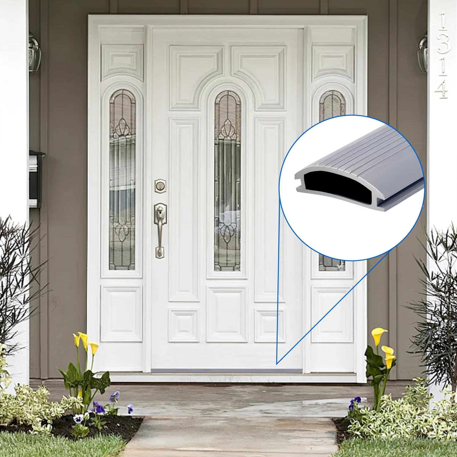 2 Pcs 36 Inch Vinyl Replacement Insert for Adjustable Height Aluminum Thresholds with Seals 1-5/16 x 3/8 Vinyl Replacement Insert for Front Under Door Weather Stripping Seal Exterior