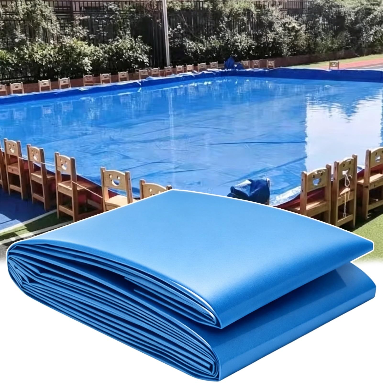 Yopappol 20x20Ft High Density Blue Pond Liner, Damp Proof Pond Underlayment Membrane, Waterproof Pond Skin for Outdoor Koi Pond, Kids Water Play & Garden Waterfall(2x7m(6.5x23ft))