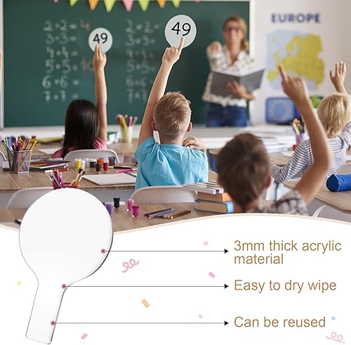 Miniatura 3 de Containlol 4 mini paletas de respuesta de borrado en seco, tablero de respuesta de acrílico de doble cara, tablero de respuesta rápida con asa para