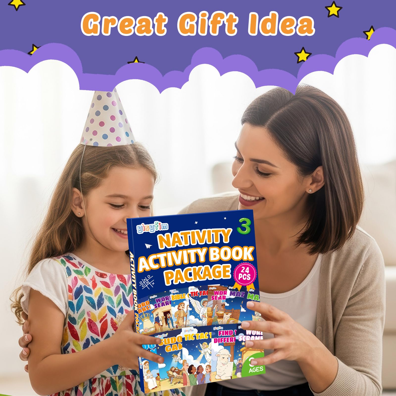 gisgfim 192 mini libros de actividades de belén de Navidad a granel para niños de 4 a 12 años, mini libro de colorear de Navidad, laberinto, palabras, revueltas, más para religiones, fiestas, bolsas