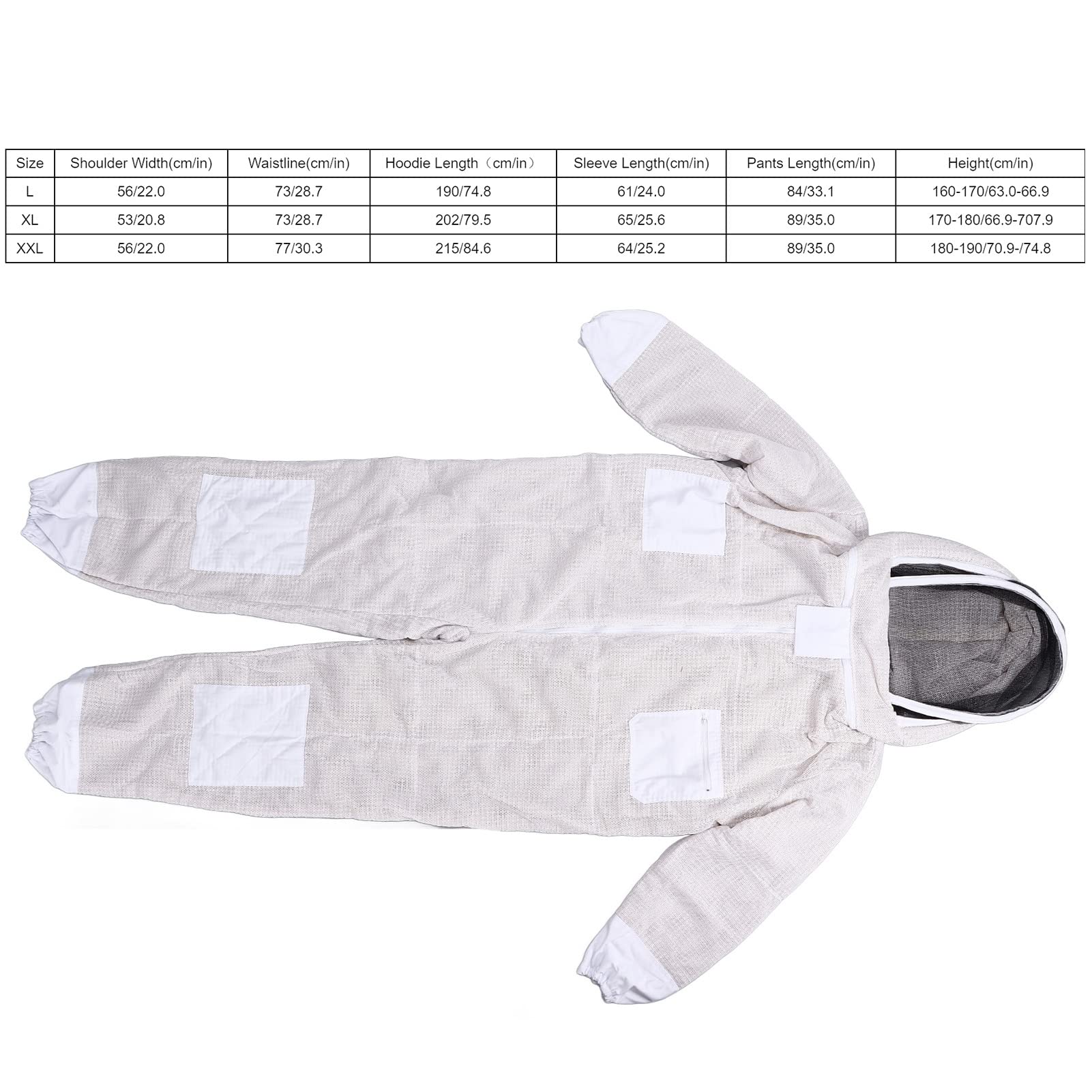 Tuta da Apicoltore, Tuta Apicoltore Ventilata, Tuta Aerata con Cappello Maschera Rotonda, 3 Strati in Rete Traspirante Tuta Spaziale Tuta da Apicoltura ventilata per Apicoltore(L)