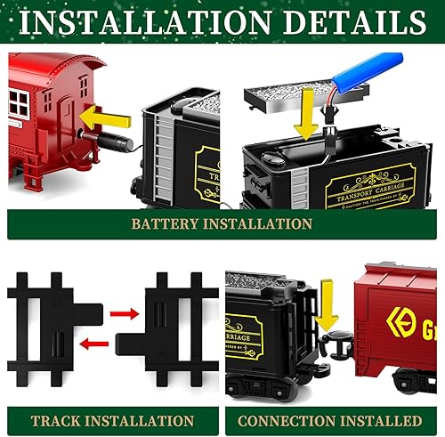 Miniatura 4 de Tren ElectricTrain Set con motor de locomotora clásico retro, coche de carga y pista larga para niños pequeños de 3 a 5 años, juguetes de tren de