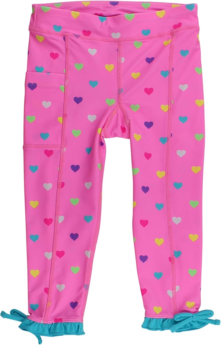 RuffleButts Leggings con volantes y bolsillo activo UPF50+ para niñas - Leggings para niñas | Pantalones juveniles, ropa para exteriores, prendas básicas para el día a día