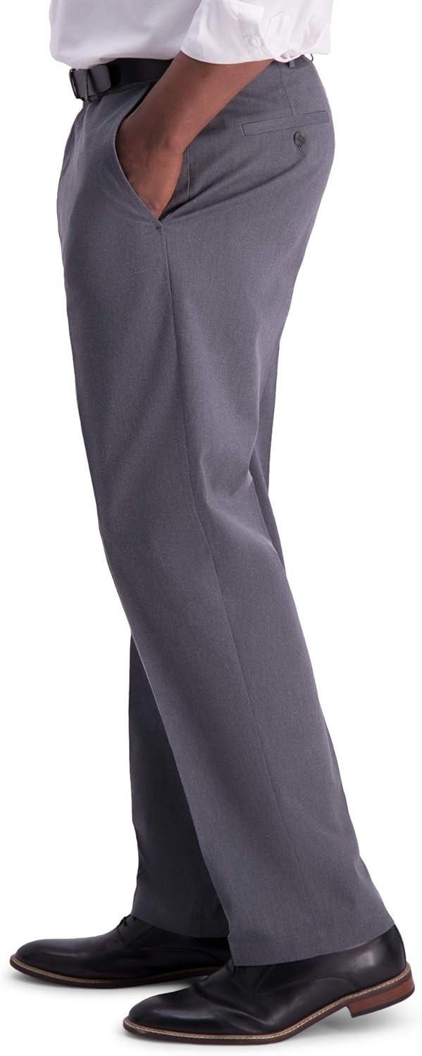 Haggar Men's Iron Free Premium Khaki Classic Fit Flat Front Expandable Waist Casual Pant (Regular and Big & Tall Sizes) - Image 2