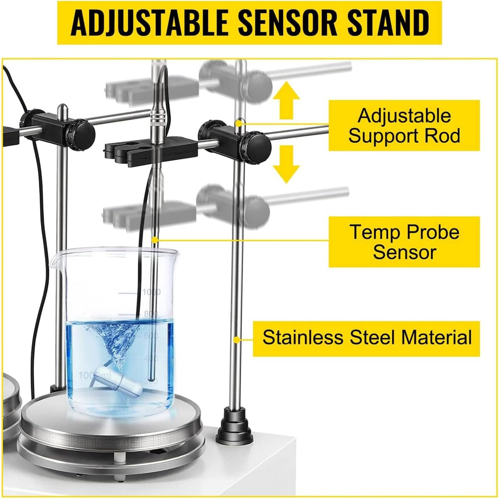 Agitatore magnetico con piastra riscaldante a 2 teste Miscelatore da laboratorio digitale da 2 litri 2400 giri/min