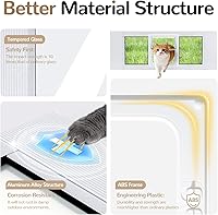 Vista 7 de Cat Door for Window, Fits 23"-28" Width Windows, Quick-Fit Pet Door Window Insert, 4 Locking Mechanisms, Magnetic Closure Window Cat Doors Safety &