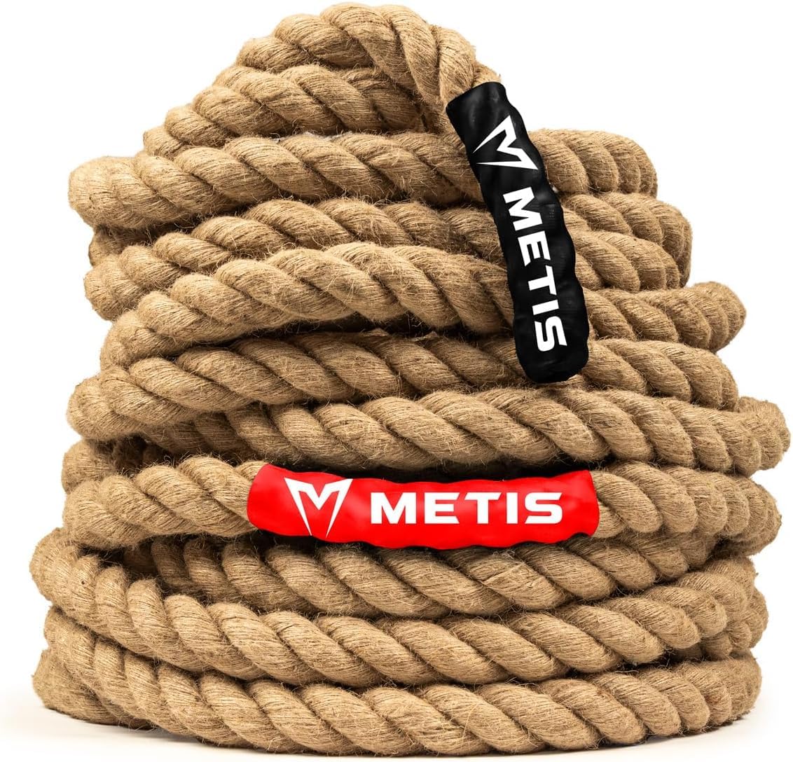 FORZA METIS Corda per Tiro alla Fune | Corda con estremità in Pelle Sintetica – Ideale per Giornate Sportive & attività di Team Bulding