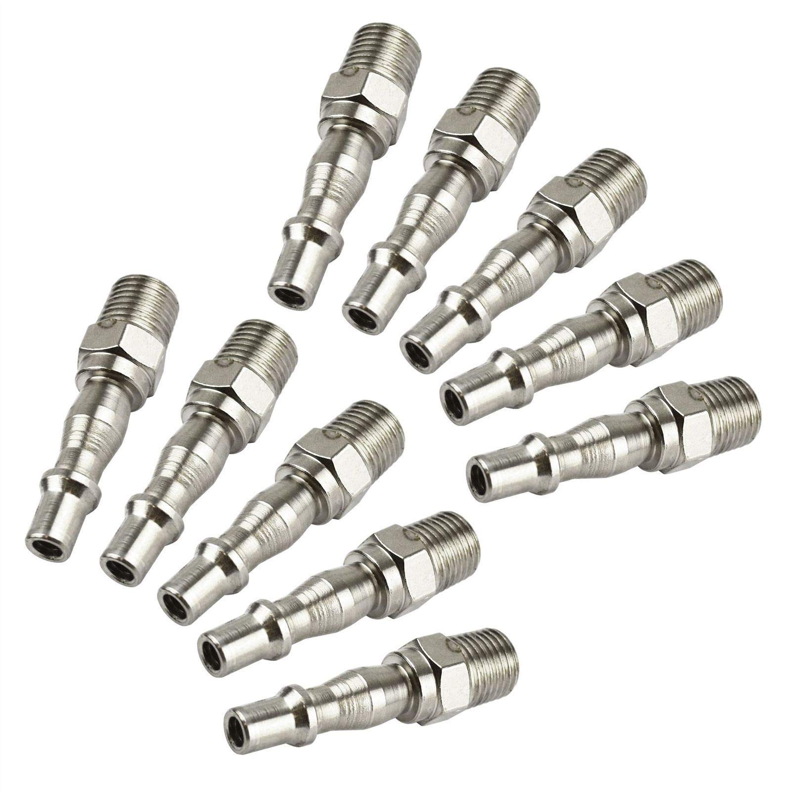 Super Tool Men's Silver Air Hose Fitting Supertool 1/4" Airline Connectors Bsp Quick Release Fe Air Coupler Hose Tail For Compressor Tools (Pack Of 10)