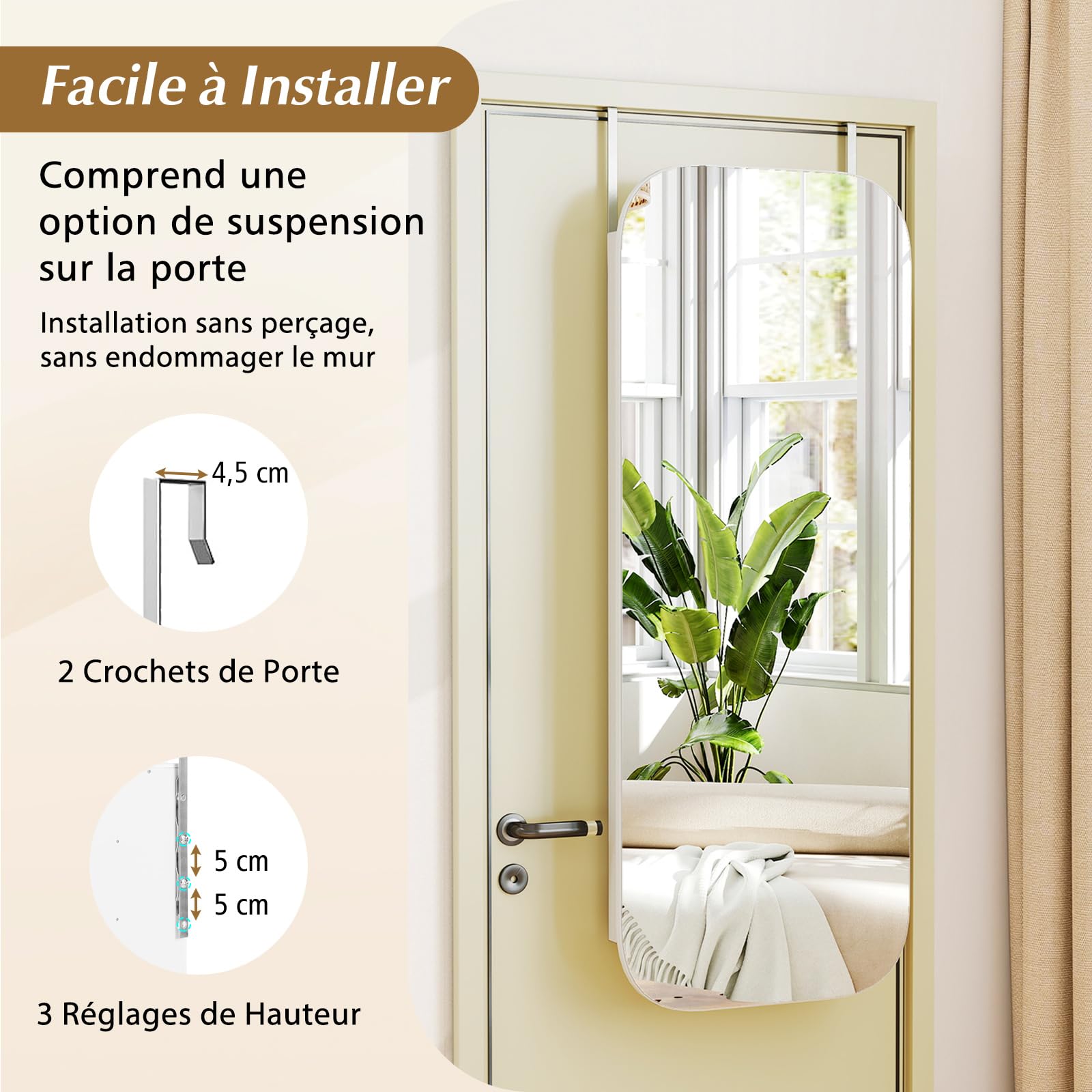 RELAX4LIFE Armoire à Bijoux, Miroir Mural Élargi avec Rangement Bijoux