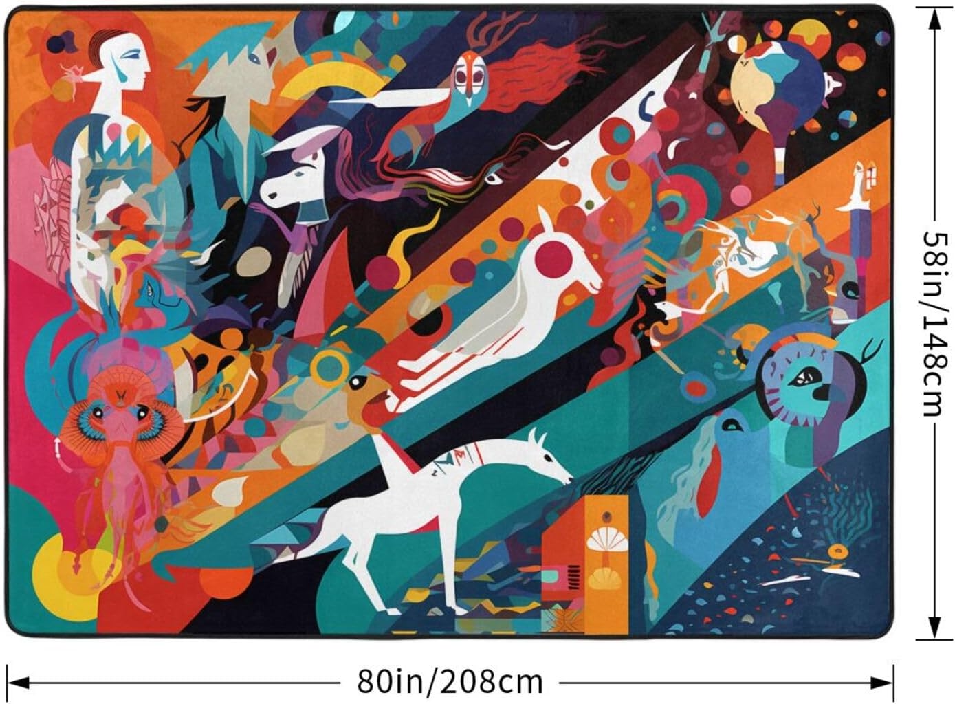 Strange Watercolor Printed Flannel Floor mat 80x58 inches for Bedroom, Living Room, Study Room Decorative Carpet