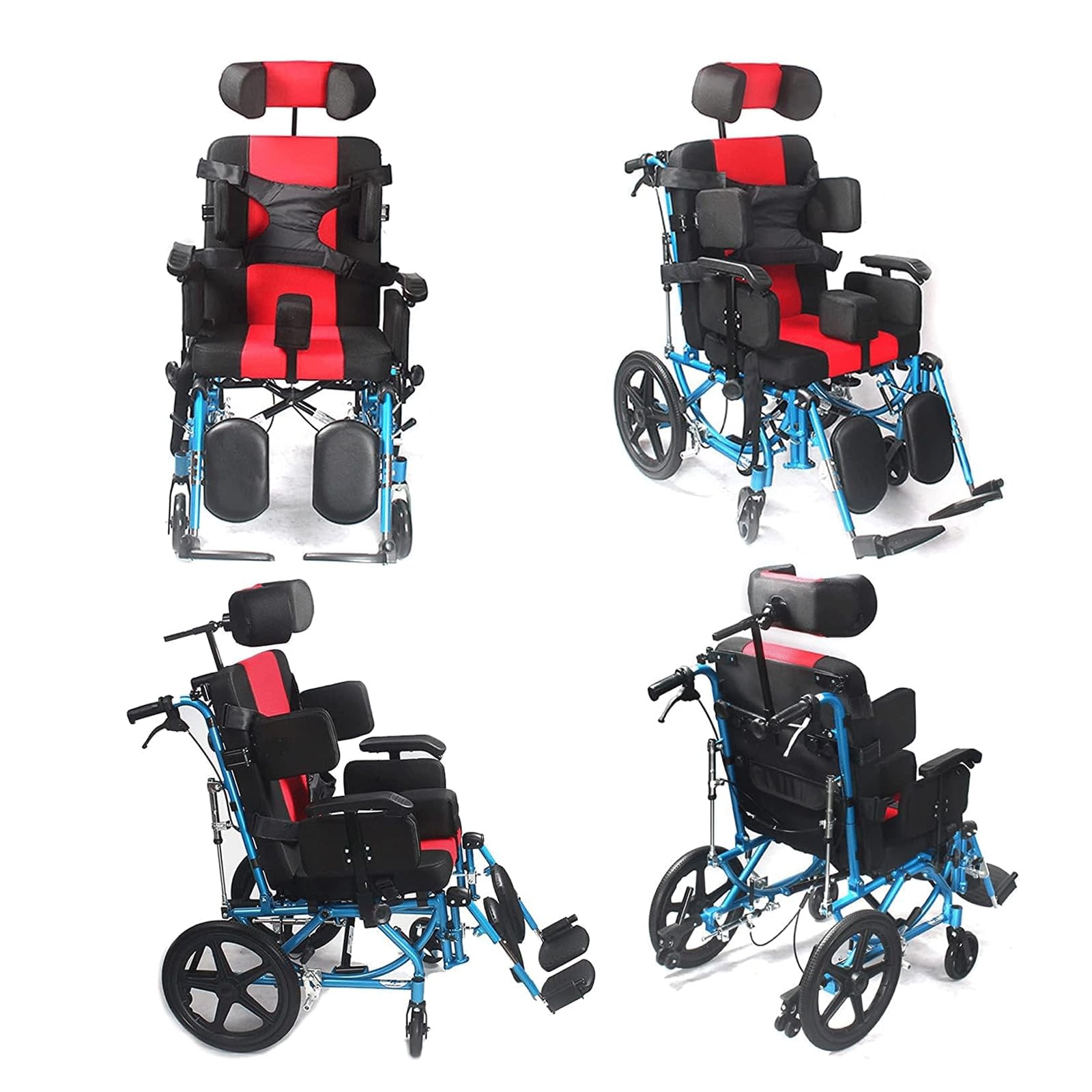Silla de Ruedas,Silla de Ruedas para Transporte de Adultos Silla de Ruedas con Freno Manual Todo Terreno Asiento Ancho 18In Silla de Ruedas Manual Ligera/Blue