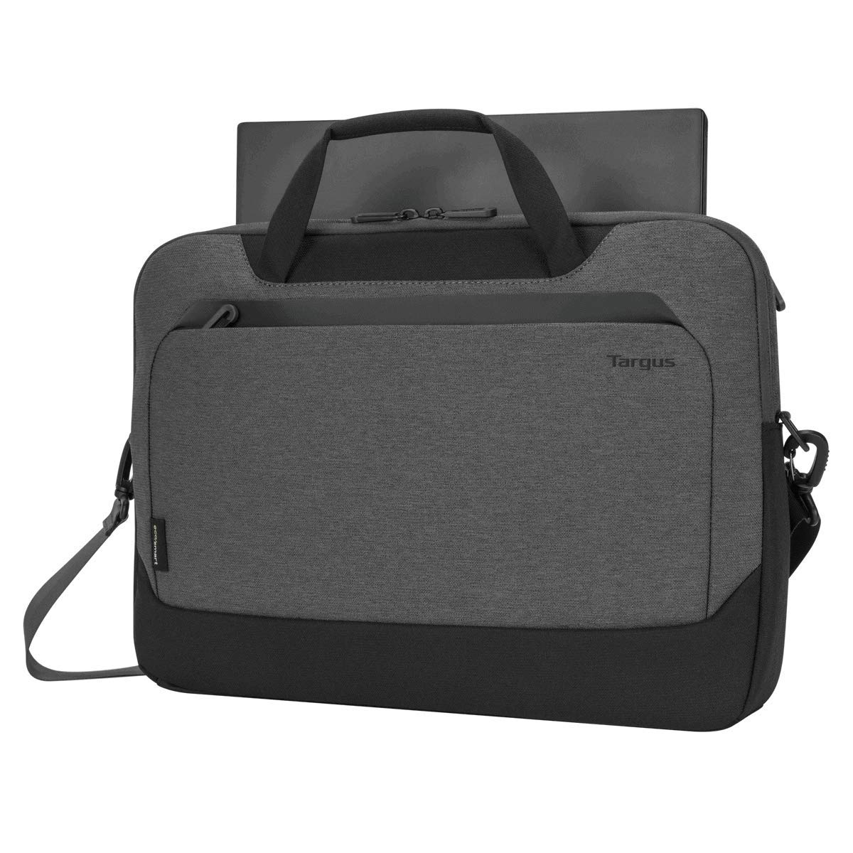 Targus Cypress Maletín con EcoSmart para viajeros de negocios y escuela con 2 compartimentos, correa acolchada para el hombro, funda protectora para portátil de 15.6 pulgadas, gris claro (TBT92602GL)