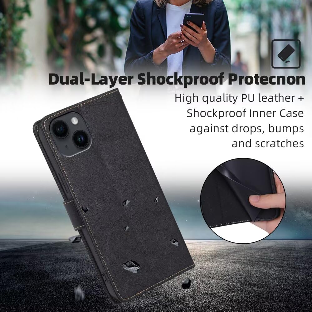 RankOne Etui do OPPO Reno12 Pro 5G / OPPO Reno 12 Pro 5G (6,7 cala), skórzane etui z klapką z portfelem, magnetyczne etui na książkę - czarne