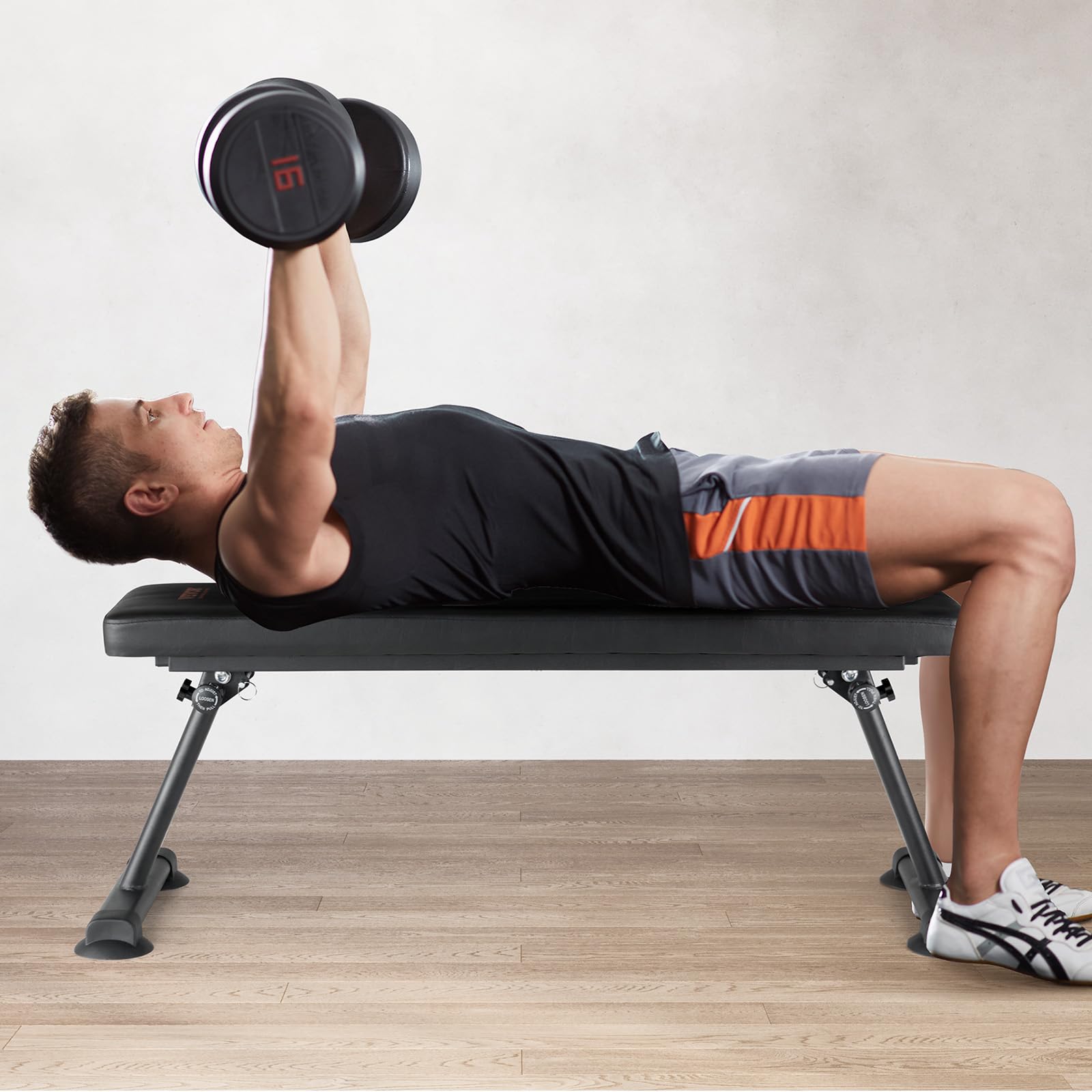 VEVOR Panca Piana, Panca Pieghevole per Allenamento della Forza, Panca Multiuso per Allenamento, Panca per Presse 454 kg per Esercizi Palestra Casa, per Allenamento con Pesi ed Esercizi Addominali