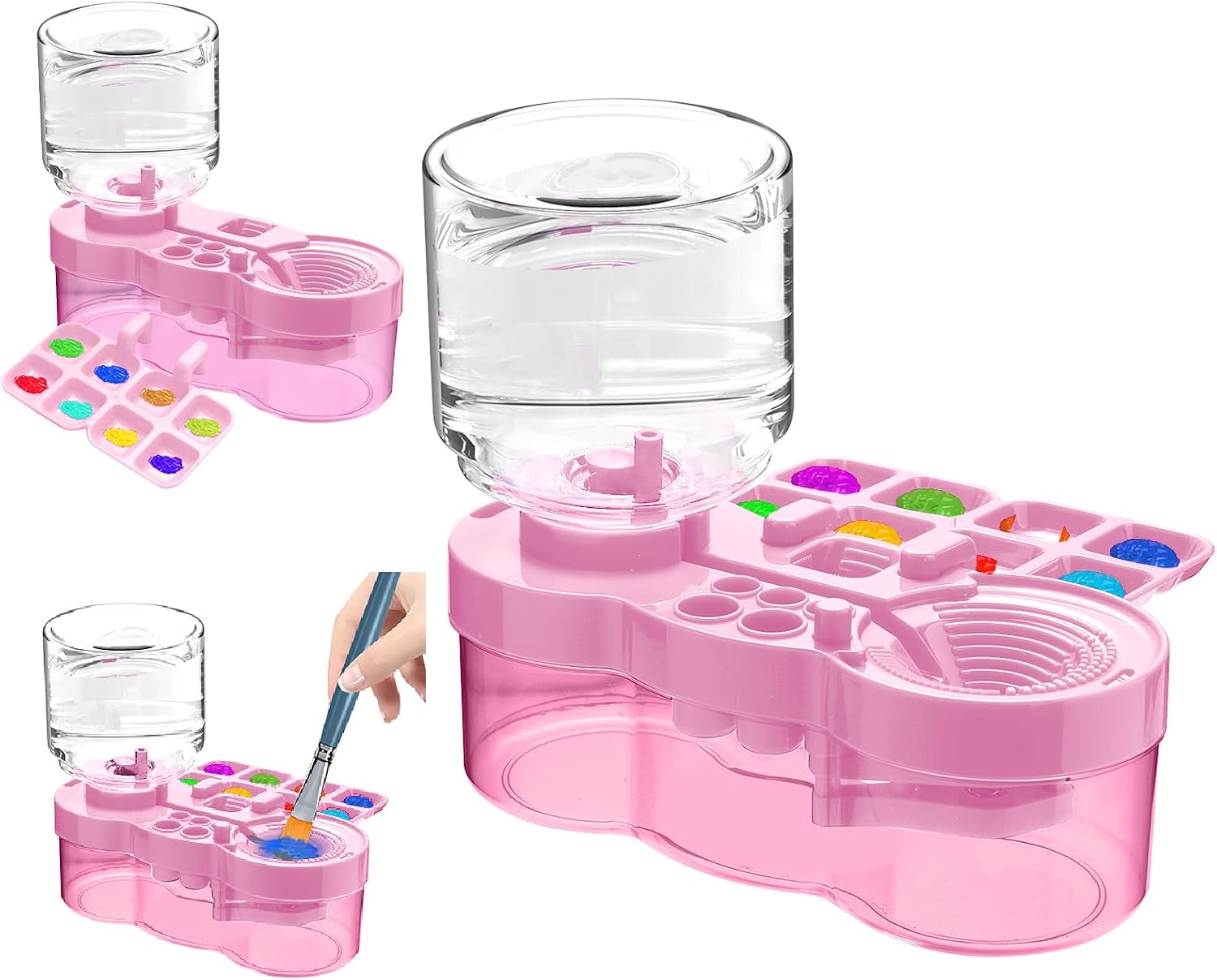 Paint Brush Cleaner, Upgraded Water Cycle Watercolor Rinser Dispenser with Holder and Palette, Washing My Brushes, Cleaning System for Acrylic,Watercolor,Painting Art Supplies for Adults Students