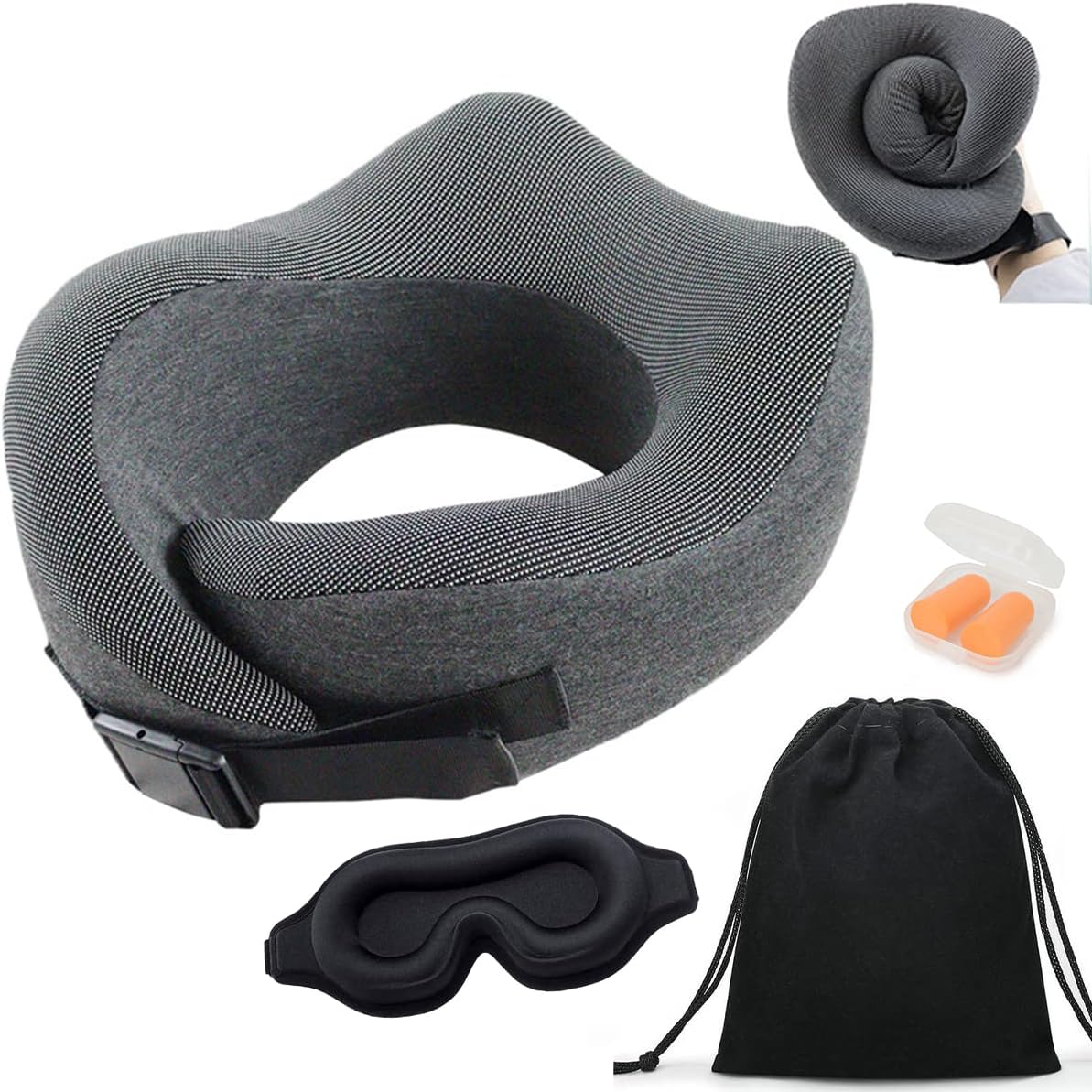 Travel Pillow 100 Pure Memory Foam Neck Pillow, Pillows for Sleeping