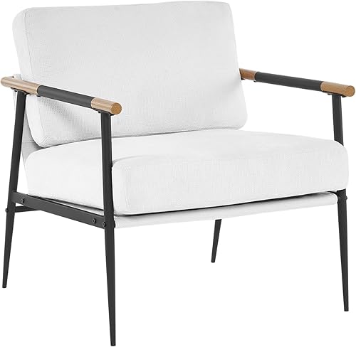 MIRASON Silla con brazo decorativo para sala de estar, moderna de mediados de siglo, silla auxiliar de lectura tapizada con cómodo cojín y marco de