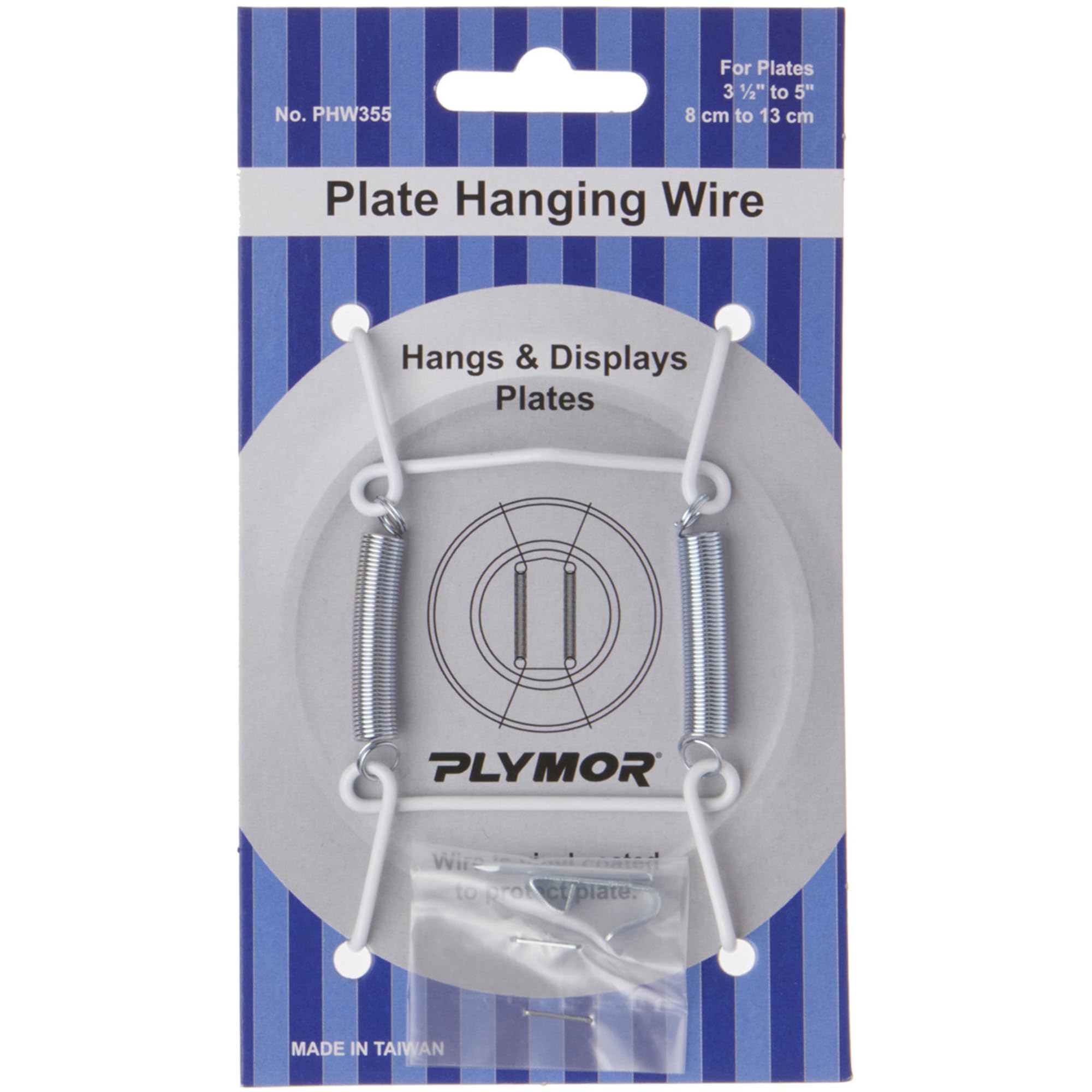 Plymor White Vinyl Finish Wall Mountable Plate Hanger, 3.125" H x 1.75" W x 0.5" D (For Plates 3.5" - 5"), Pack of 6