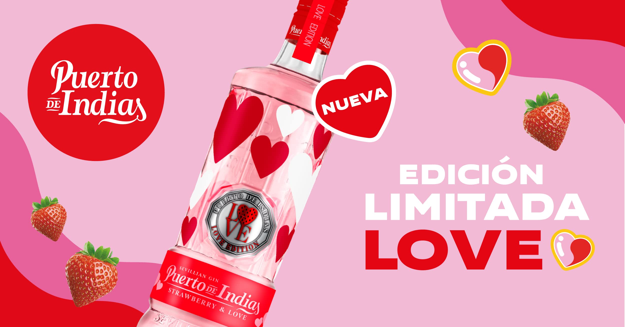Puerto de Indias – Love Edition – Ginebra de Fresa Premium – Strawberry Premium Gin – 70 cl – 37.5º