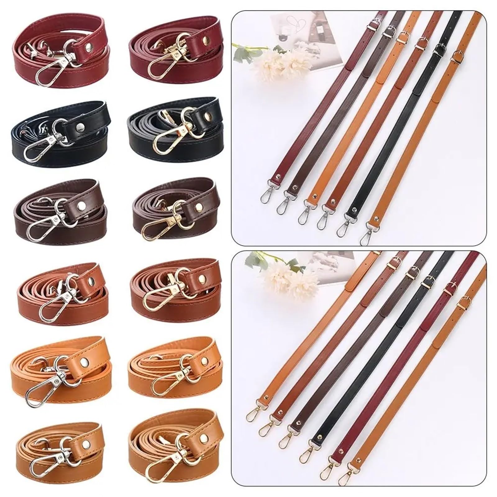Correa Para Bolso De Piel De Mujer 2 piezas de 120 cm, asa de bolso ajustable, correa de repuesto for bolsos de mujer, piezas de bolso de hombro de cuero, cinturones, correas, accesorios for bolsos Co