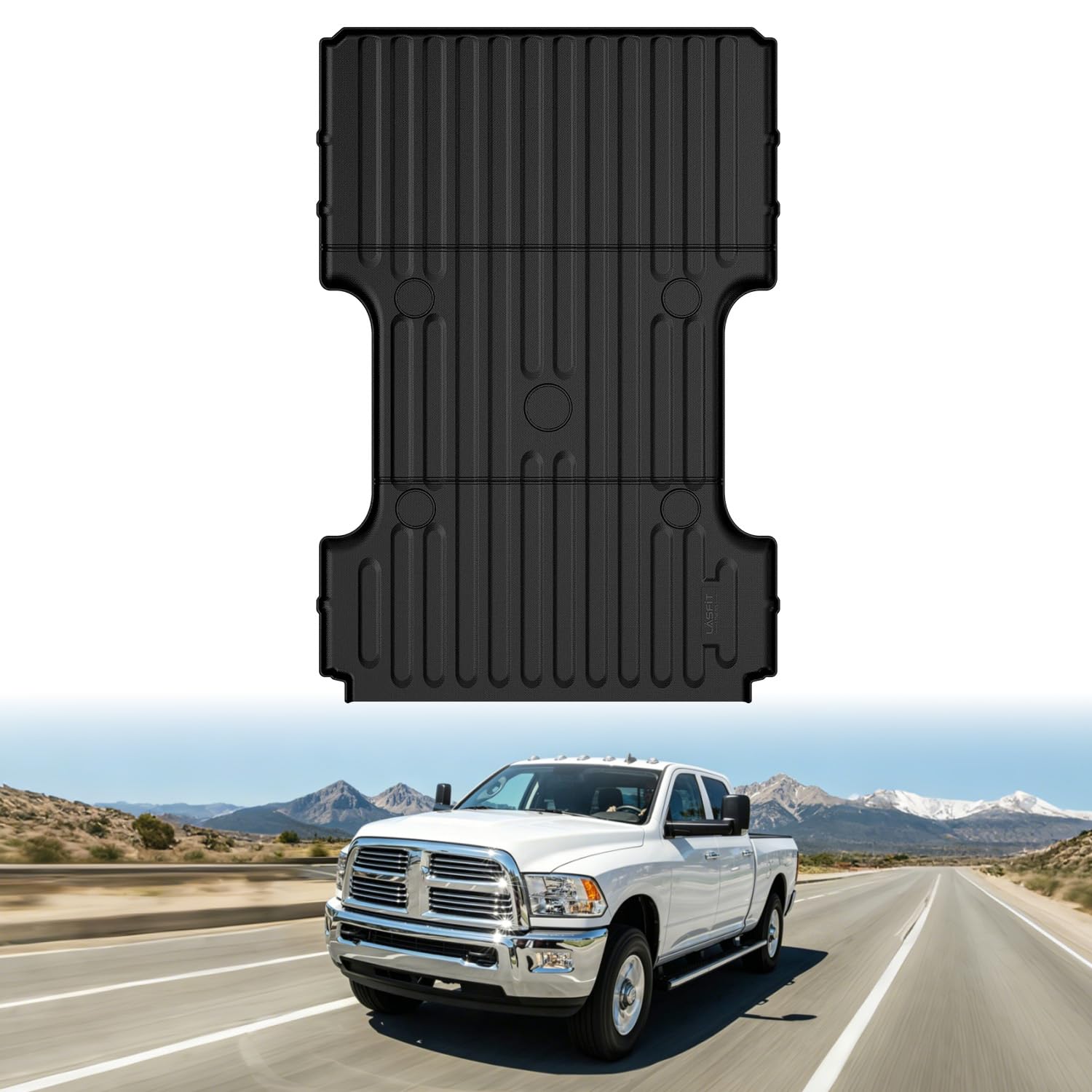LASFIT 8FT Truck Bed Mat for RAM 1500/2500/3500 2006-2018