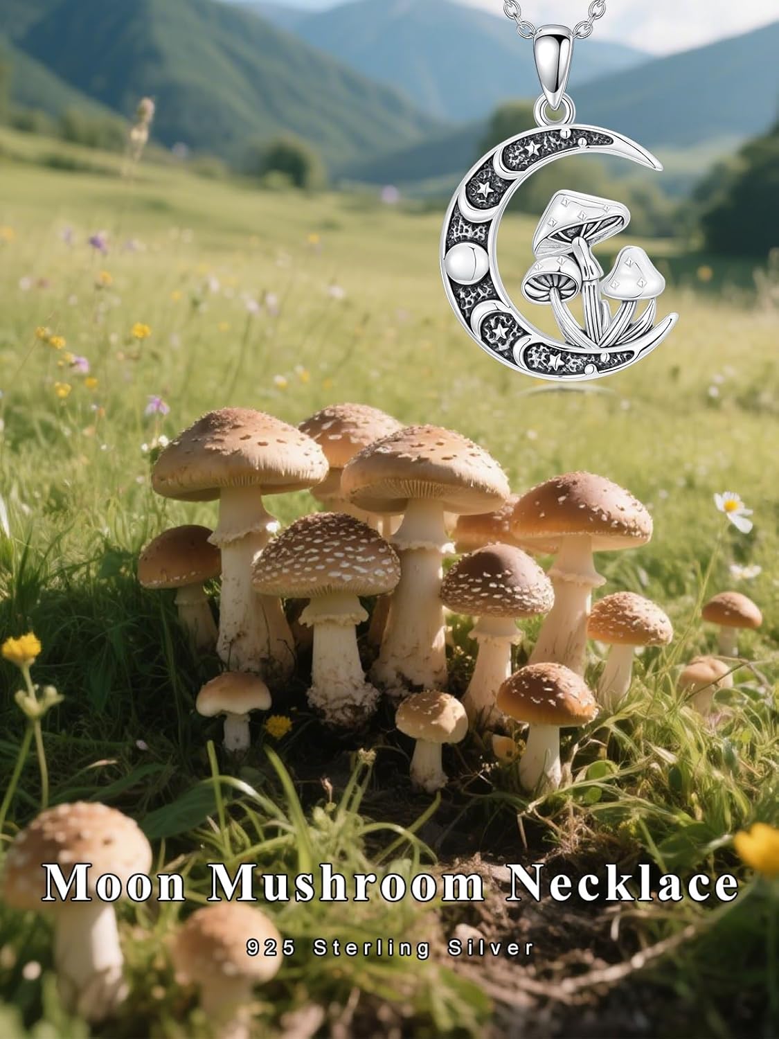 Mushroom Necklace 925 Sterling Silver Mushroom Pendant Mushrooms Gifts for Women - Image 6
