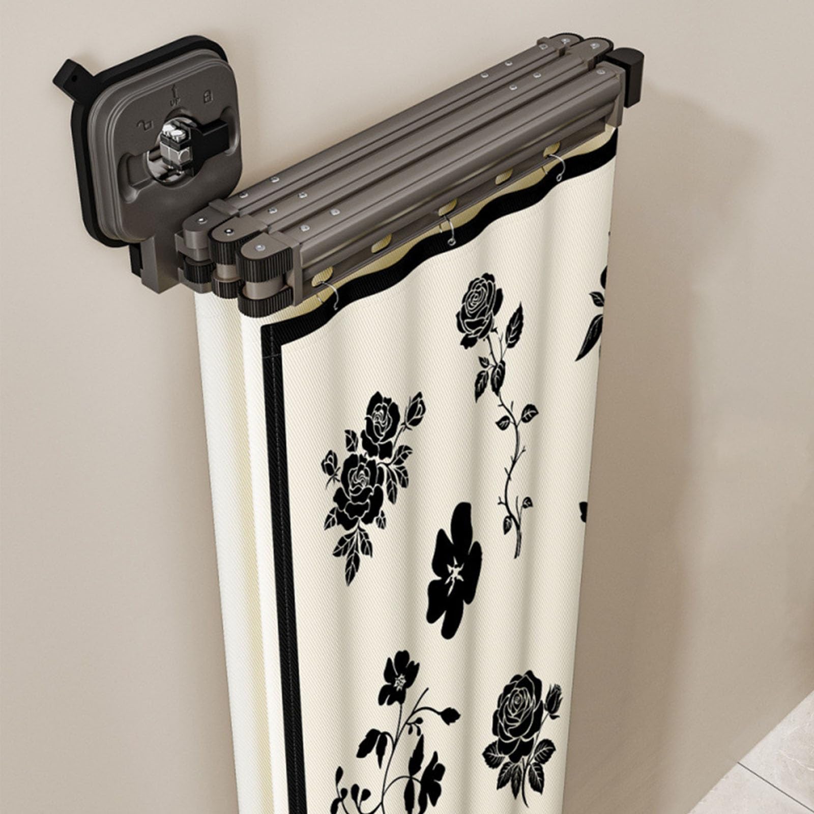 Tenda da doccia regolabile in 3 posizioni a parete, tenda da doccia in lino con ventosa, asta espandibile per vasca da bagno e negozio di abbigliamento.