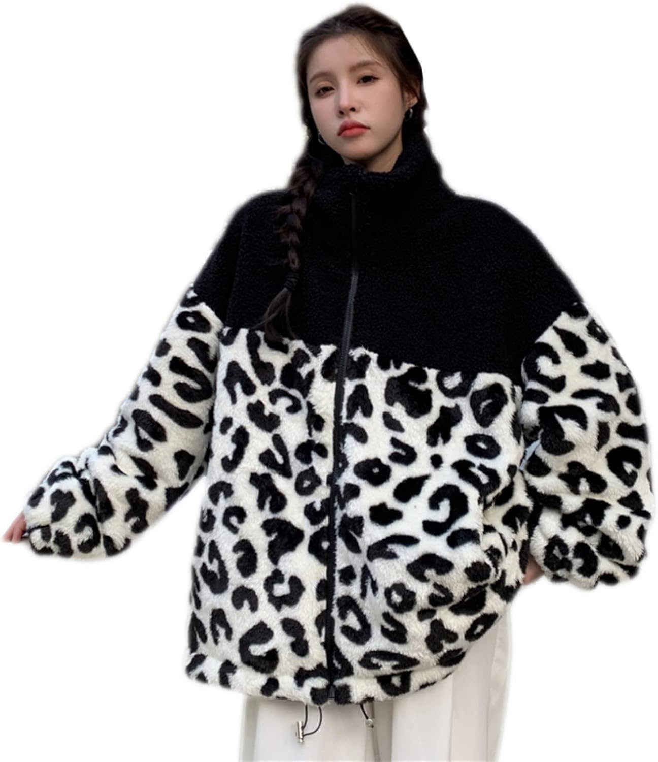 イノヤ] ボアコート ボアブルゾン ゆったり レディース ジップアップ 