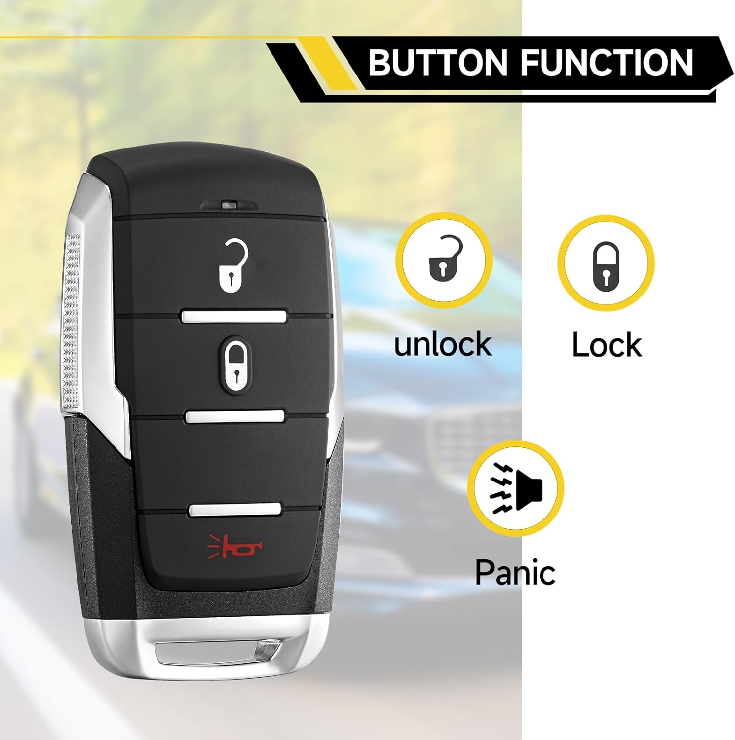 Key Fob Replacement Fits for Dodge Ram 1500 2019 2020 2021 2022 2023 2024 Smart Proximity Keyless Entry Remote Control 434Mhz OHT-4882056 4A 68575600AA, 68584151AA