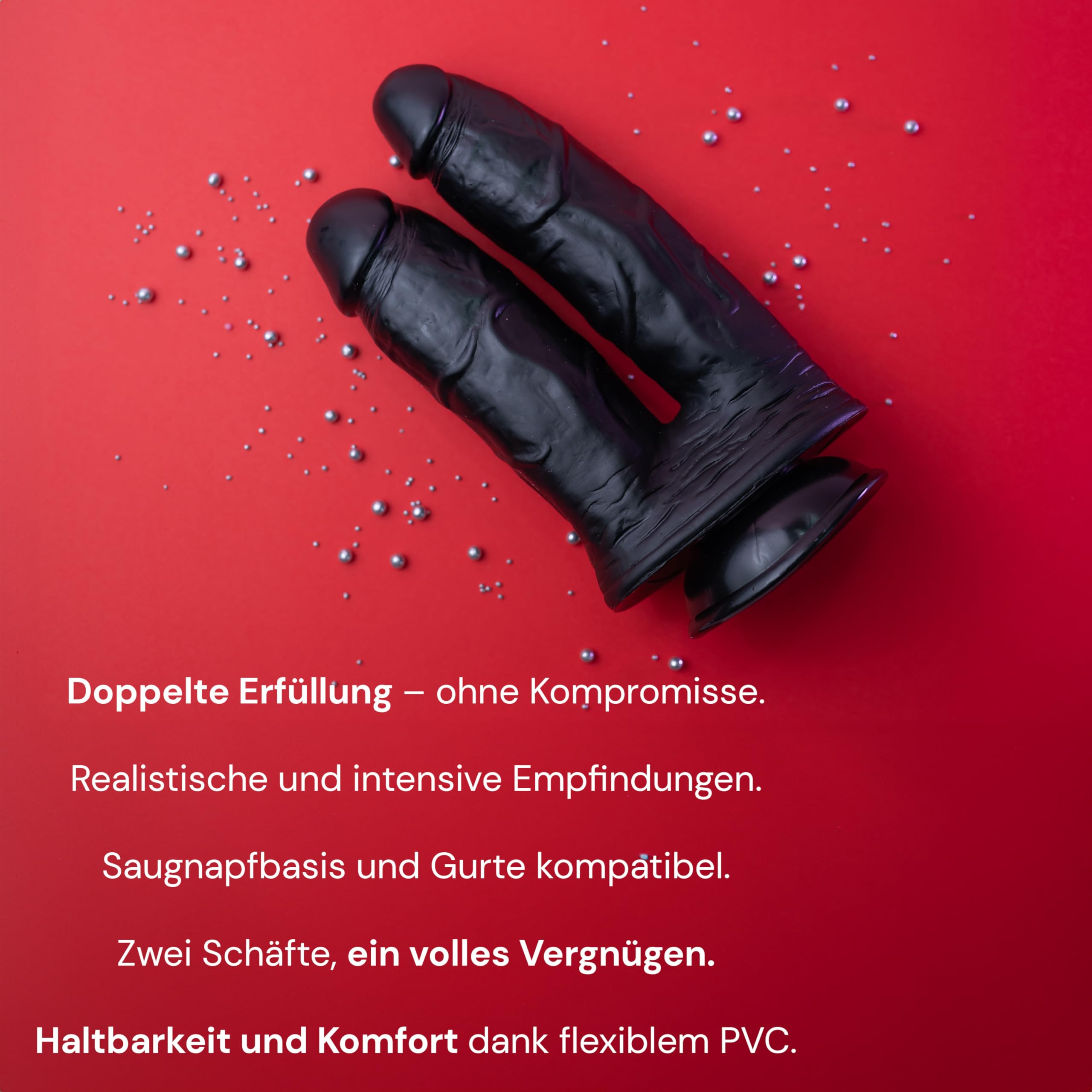 Doppio dildo con ventosa da 22 cm e 730 g, extra spesso, 14cm Ø 4,8cm e 16cm Ø 4,4cm, nero, flessibile doppio dildo per donne anal penis estremo realistico sex toy xxl doppia penetrazione FOPS D27XL