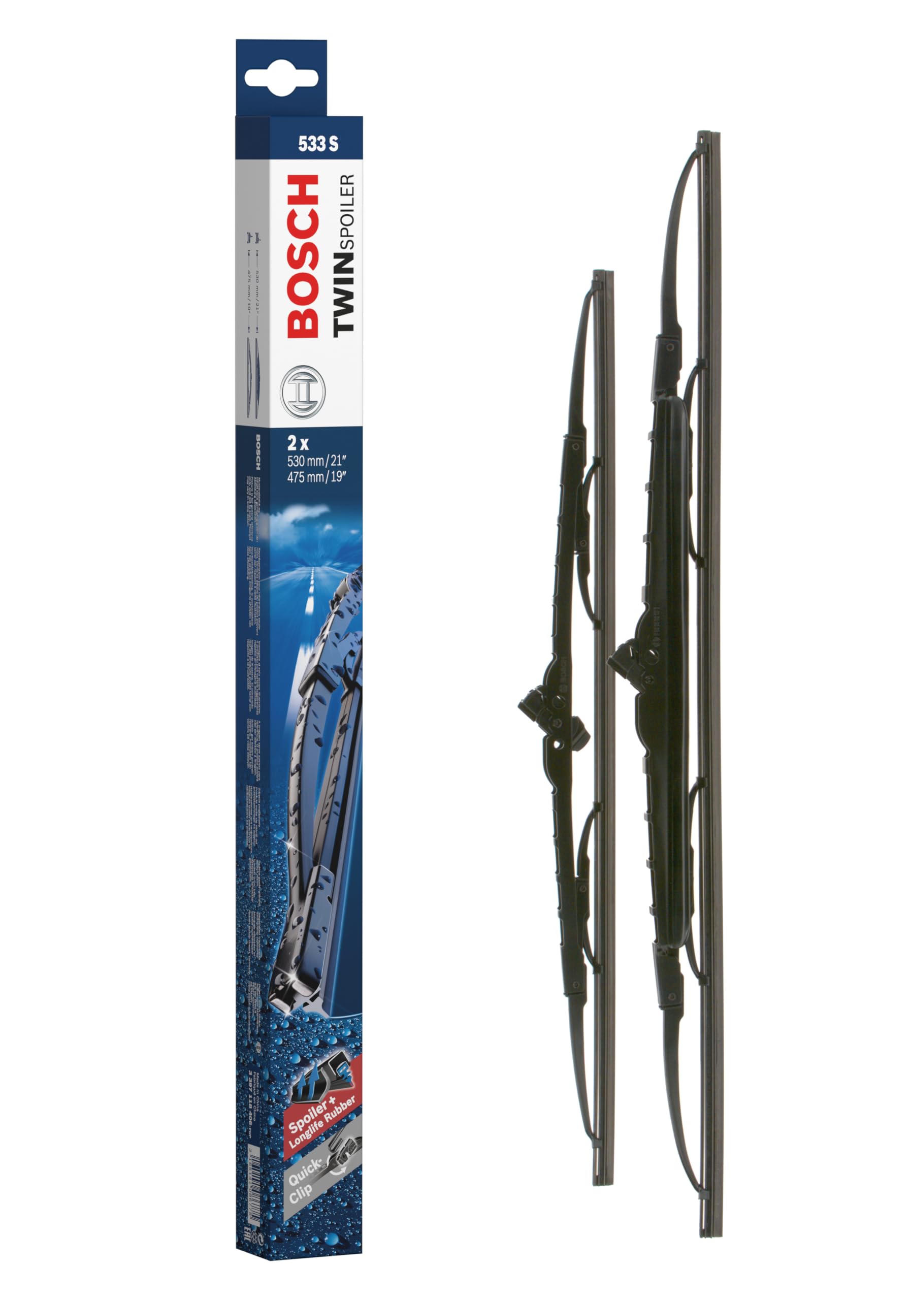 Bosch 533s wipers with spoiler Twin Blades 530/475 mm