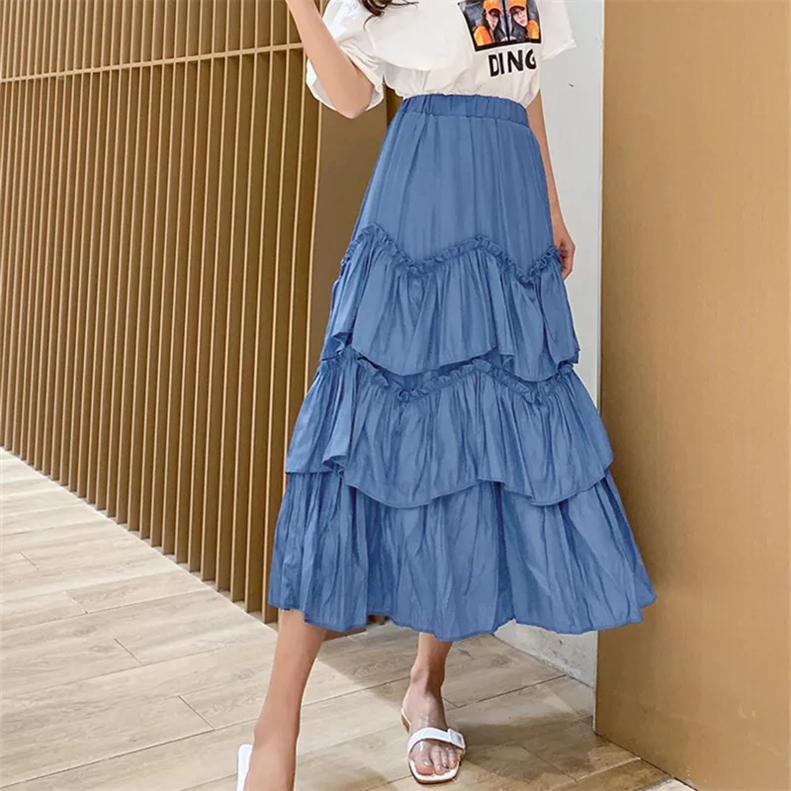 Faldas De Tubo Mujer Vestido De Cintura Alta Faldas Largas Negras para Mujer Falda Plisada De Estilo De Moda De Retazos
