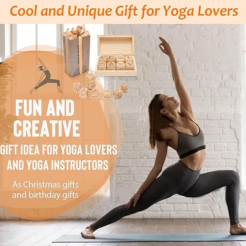 Miniatura 7 de Dados de yoga en caja de regalo de madera con guía de práctica, 8 dados de ejercicio de entrenamiento, toneladas de posibles combinaciones,