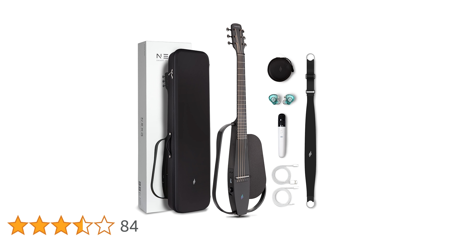 エンヤ ミュージック NEXG2 スマートギター ケース付 ブラック ENYA NEXG 2: Smart Silent Travel Guitar with Looper