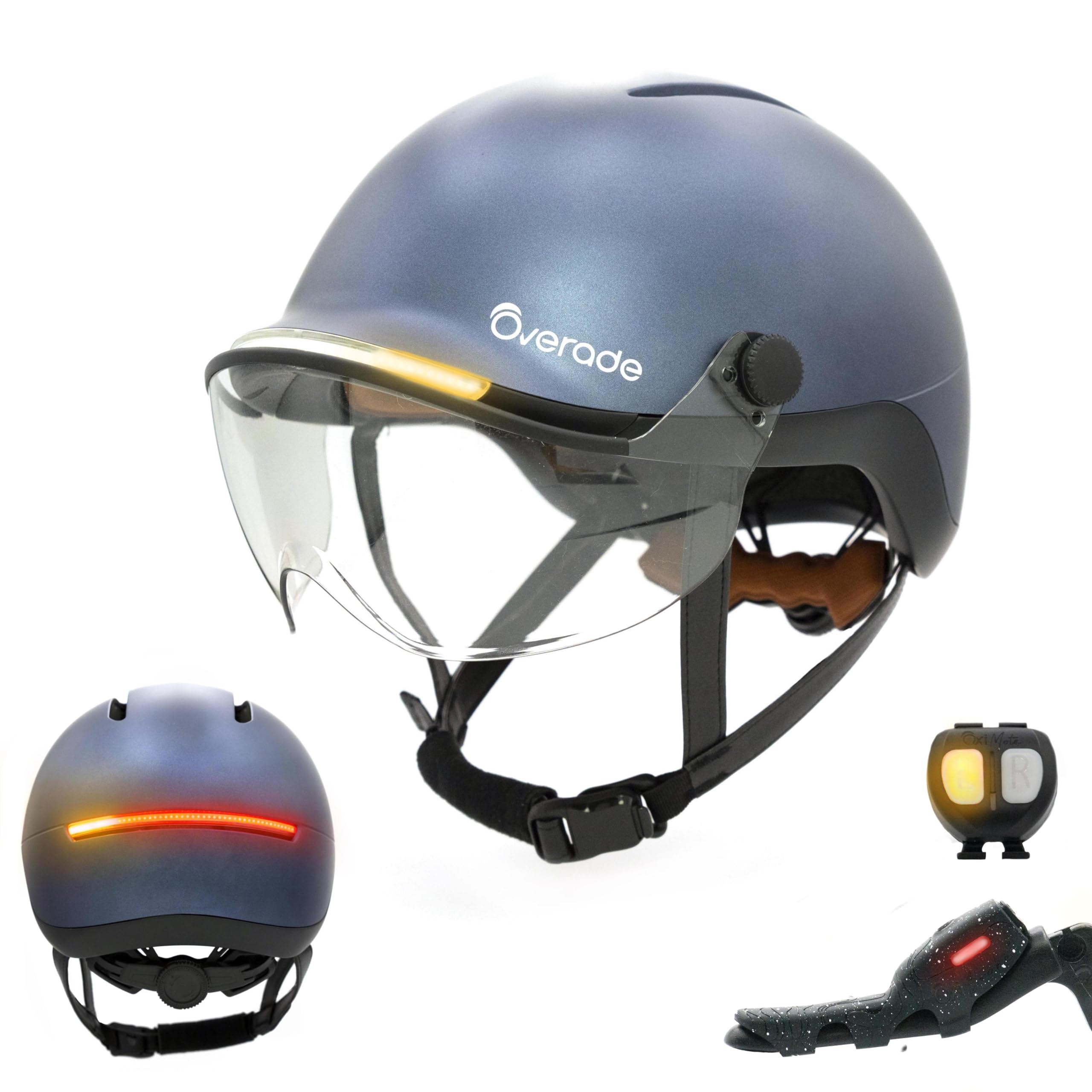 Life Helmet with Visor for Bicycle, Scooter, with Powerful Front and Rear Light, Flashing Function - One Size fits All (B0DPTG5J67)
