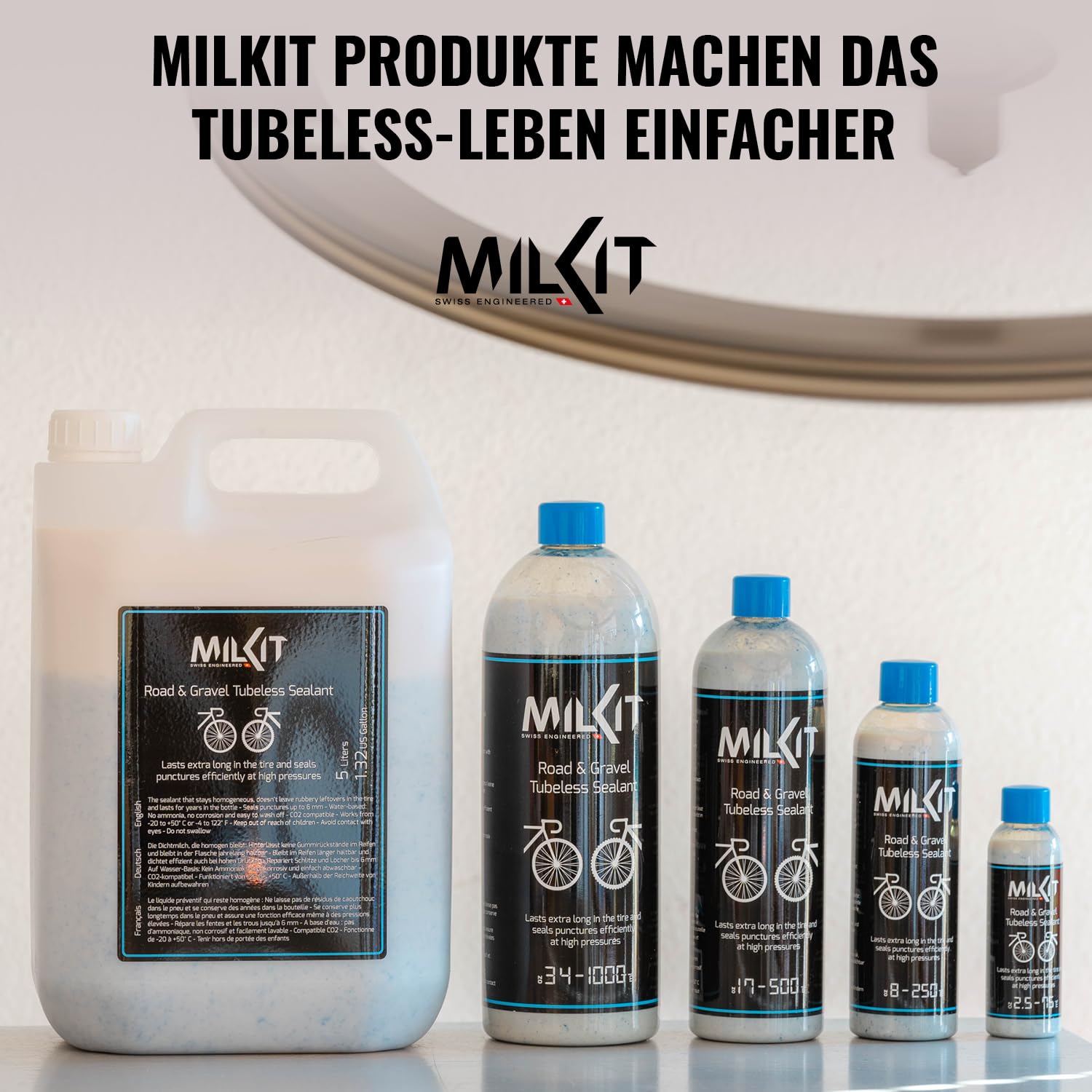 milKit Tubeless mleczko uszczelniające do rowerów wyścigowych i Gravel, w butelce 75 ml - uszczelniacz opon rowerowych - mleczko uszczelniające bezdętkowe mleko, opony rowerowe, środek uszczelniający