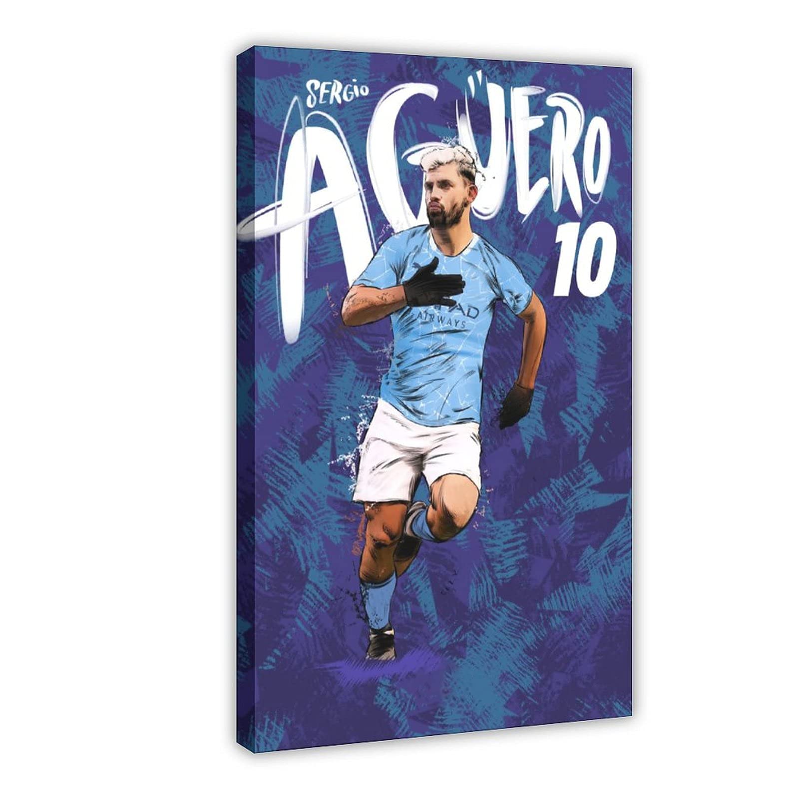 YINGXI Sergio Aguero Posters Soccer Football Art 8 Canvas Wall Bedroom Decor Picture Sports Landscape Offices Room Decor Gift Frame:24×36inch(60×90cm)