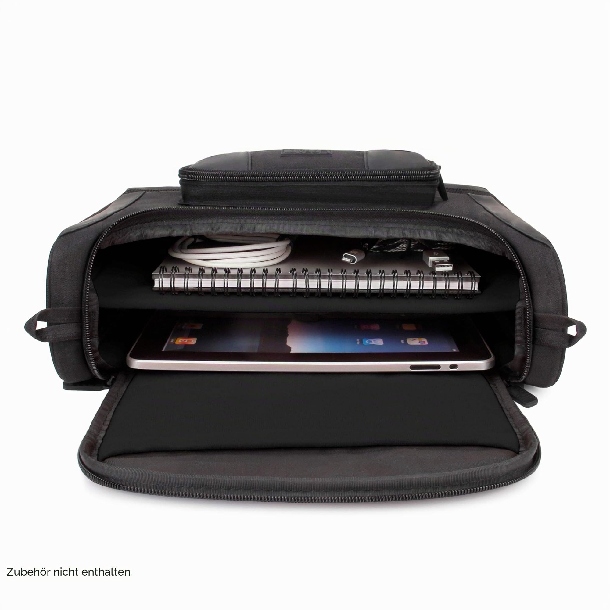 USA Gear Tablet-Tasche Kompatibel mit 11 Zoll iPad Pro, 10,9 Zoll iPad Air, 10,2 Zoll iPad – Kompakte Messenger-Tasche mit Robustem Äußeren, Passend für Tastatur, Ladegerät und Mehr (Schwarz)