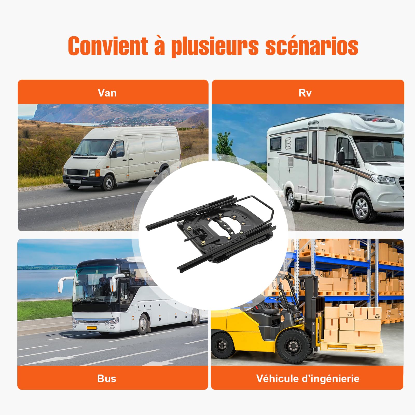 Base de Siège Rotative, Embase Pivotante Siege,Plaque dacier de Siège Lourd Rotatif à 360°, Plaque dacier 360° Rotatif, Réglable Carrousel pour Siège de Camping - Car
